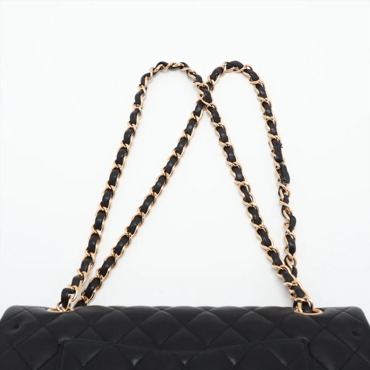 [Individually packaged] Chanel Matelassé 25 Lambskin Double Flap Double Chain Bag, Black with Gold Hardware, 17560129, Serial Number 17, A01112 — view 6