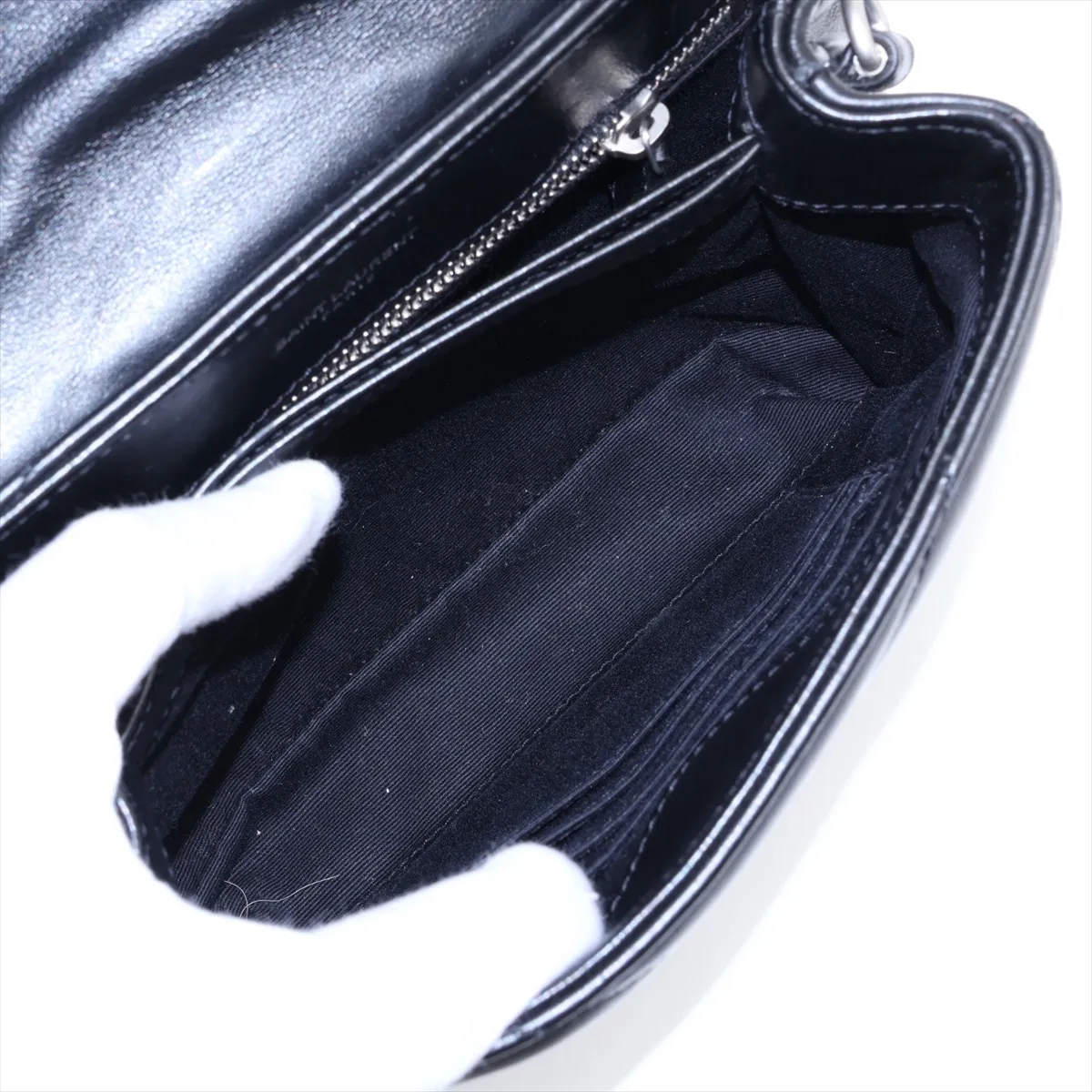 Loulou 467072 Leather Shoulder Bag, Black — view 6