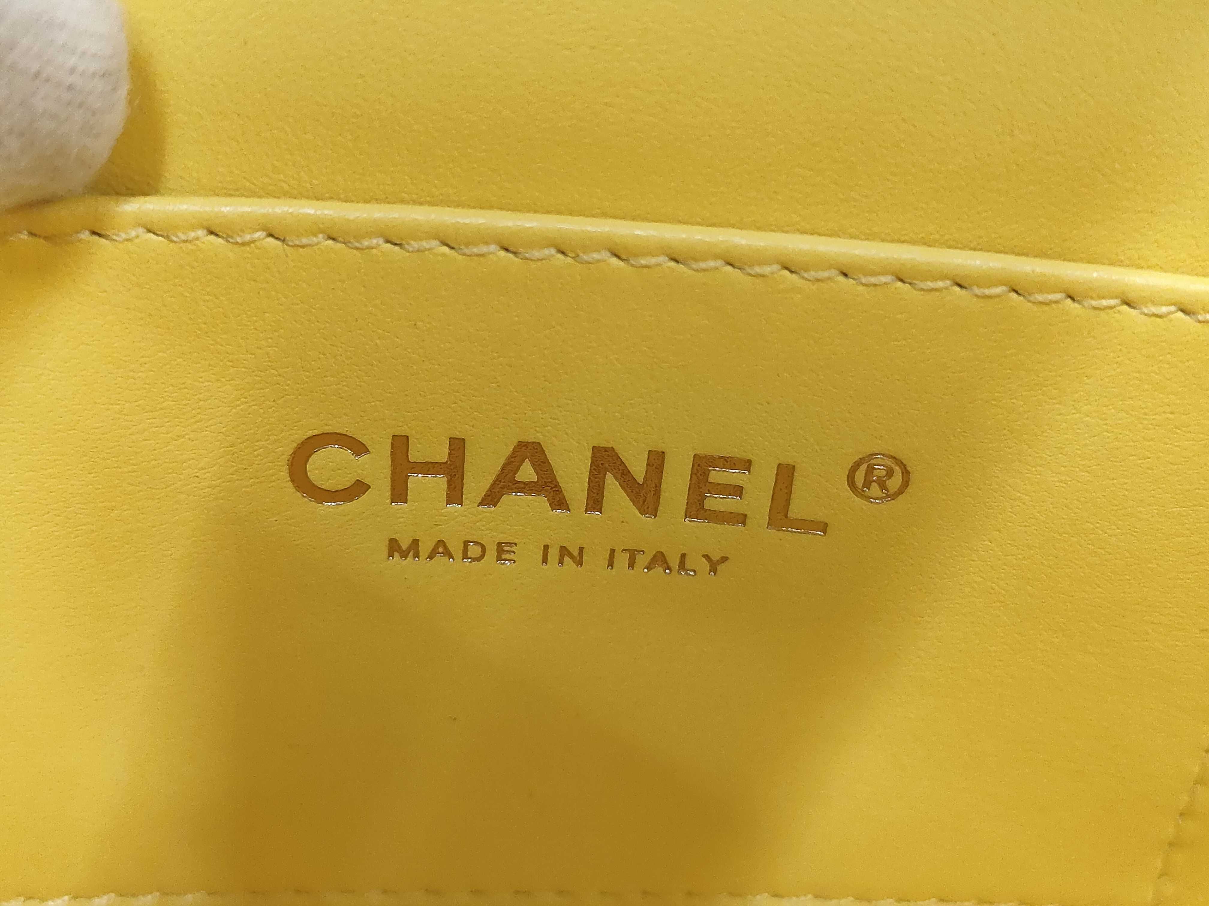 Matelassé Chain Shoulder Bag, Lambskin, Metallic Yellow — view 12