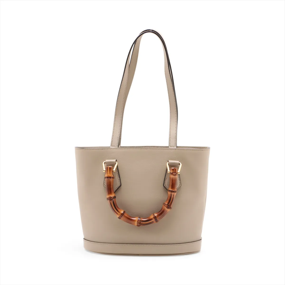 Bamboo Diana Small Leather 2-Way Handbag, Beige, 750396 — view 2