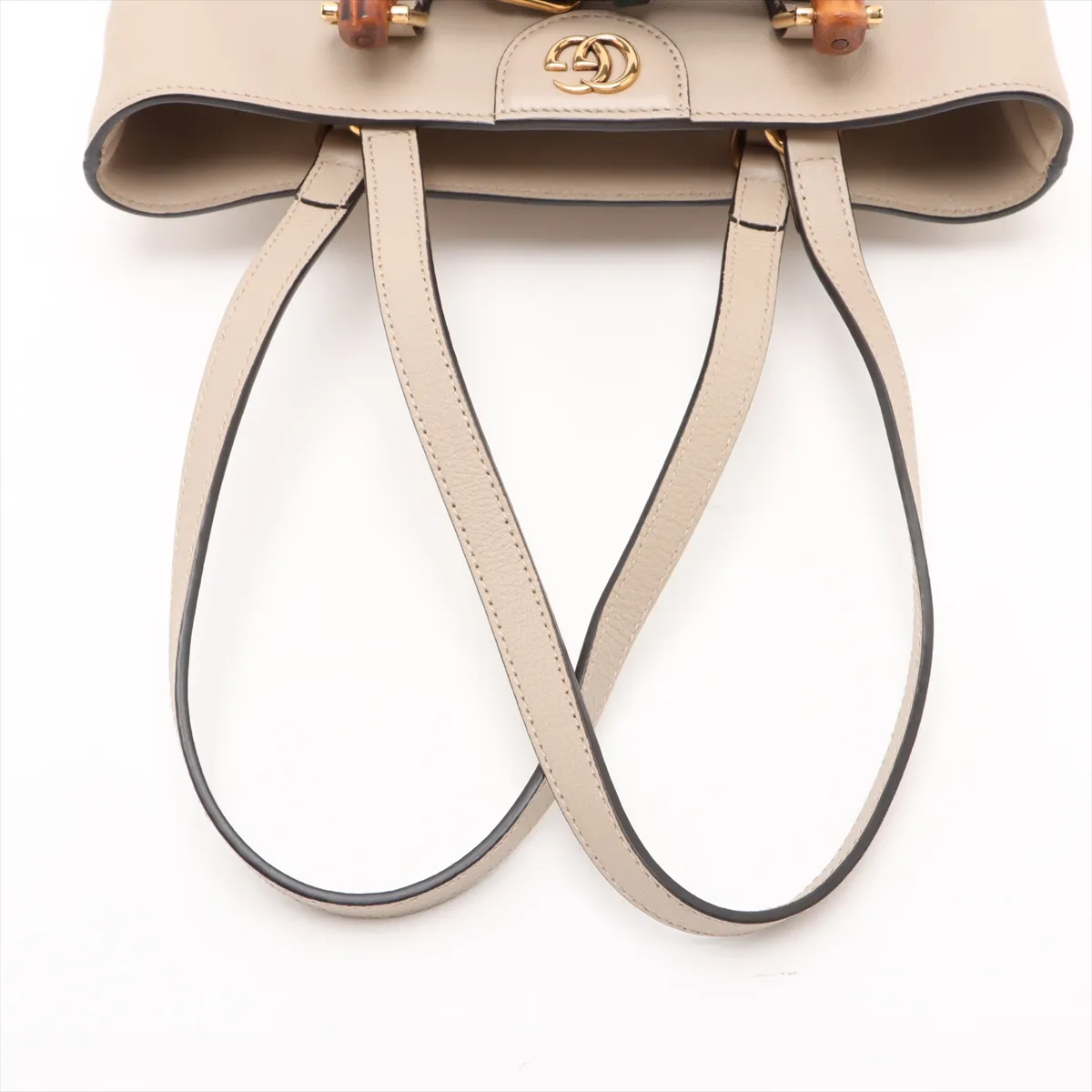 Bamboo Diana Small Leather 2-Way Handbag, Beige, 750396 — view 5