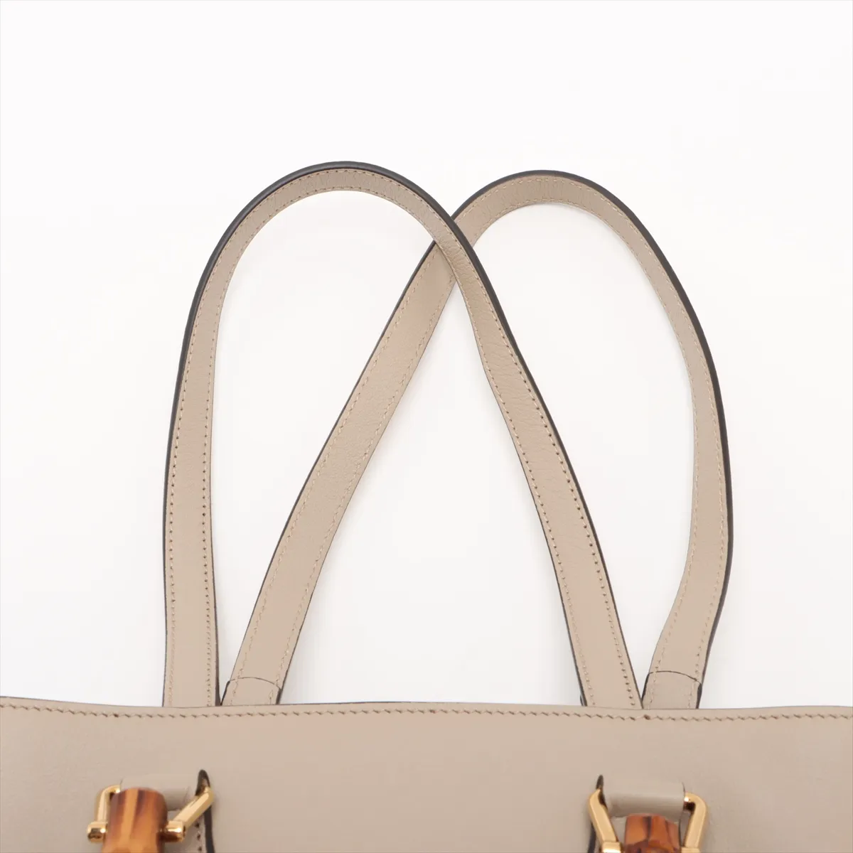 Bamboo Diana Small Leather 2-Way Handbag, Beige, 750396 — view 6
