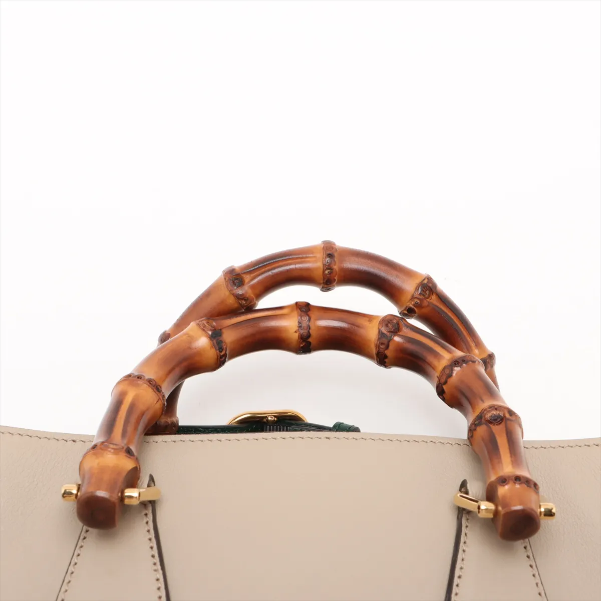Bamboo Diana Small Leather 2-Way Handbag, Beige, 750396 — view 8