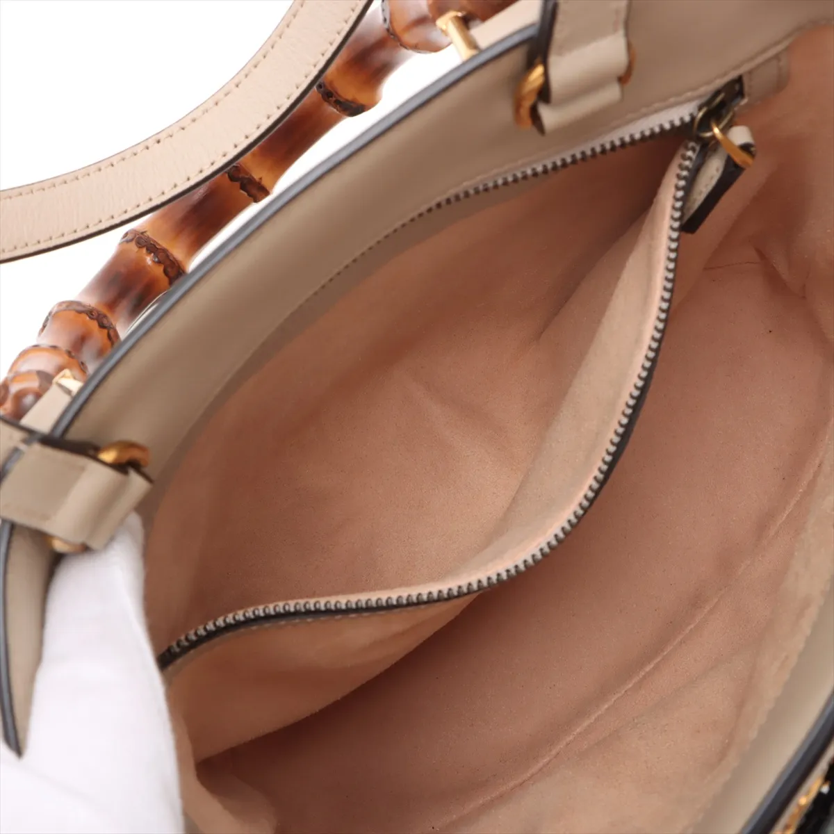 Bamboo Diana Small Leather 2-Way Handbag, Beige, 750396 — view 10
