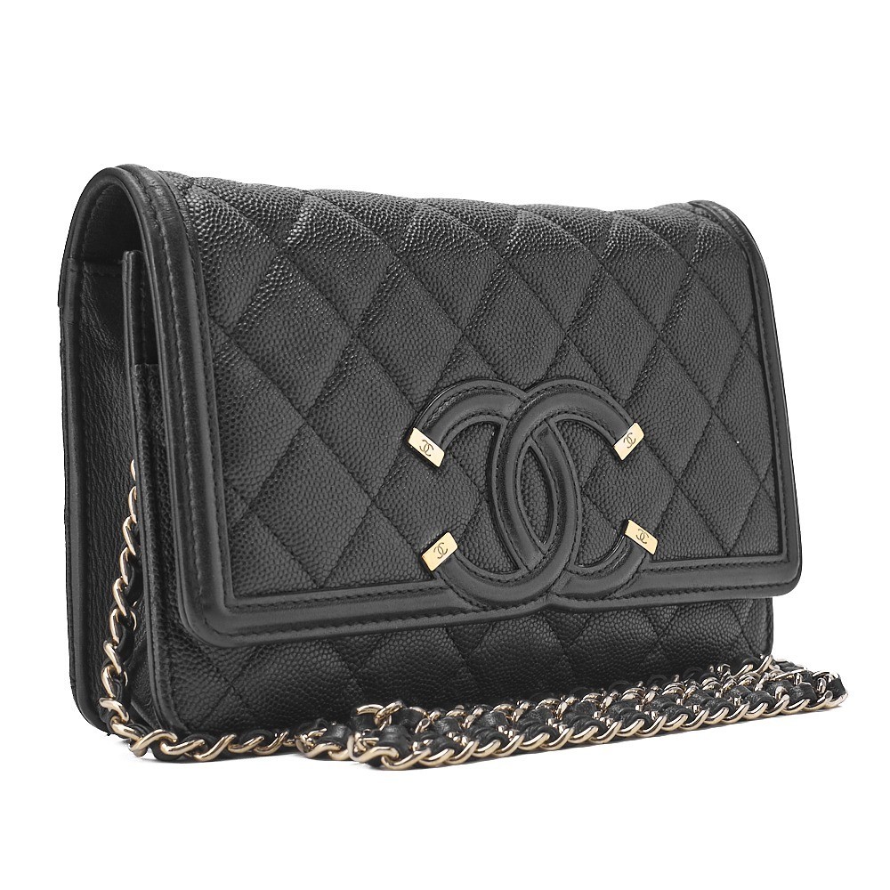 Caviar Skin CC Filigree Matelassé Chain Wallet — view 3