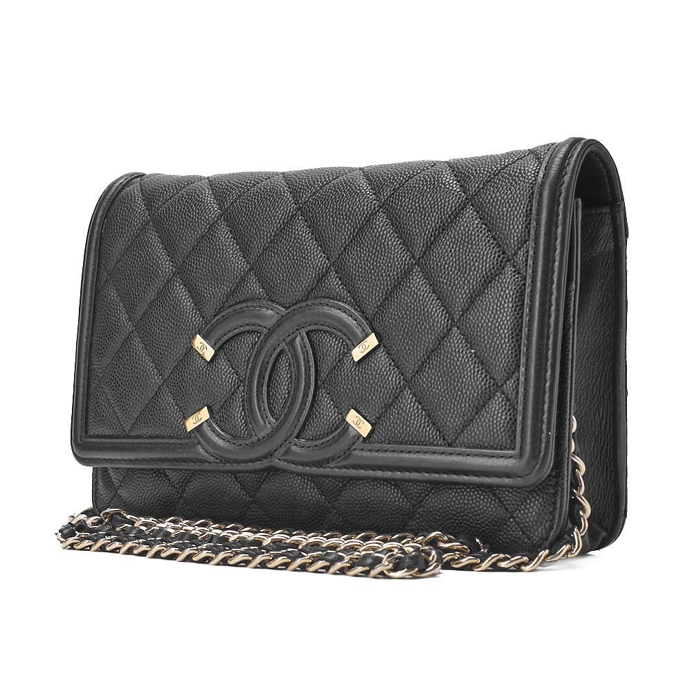 Caviar Skin CC Filigree Matelassé Chain Wallet — view 4