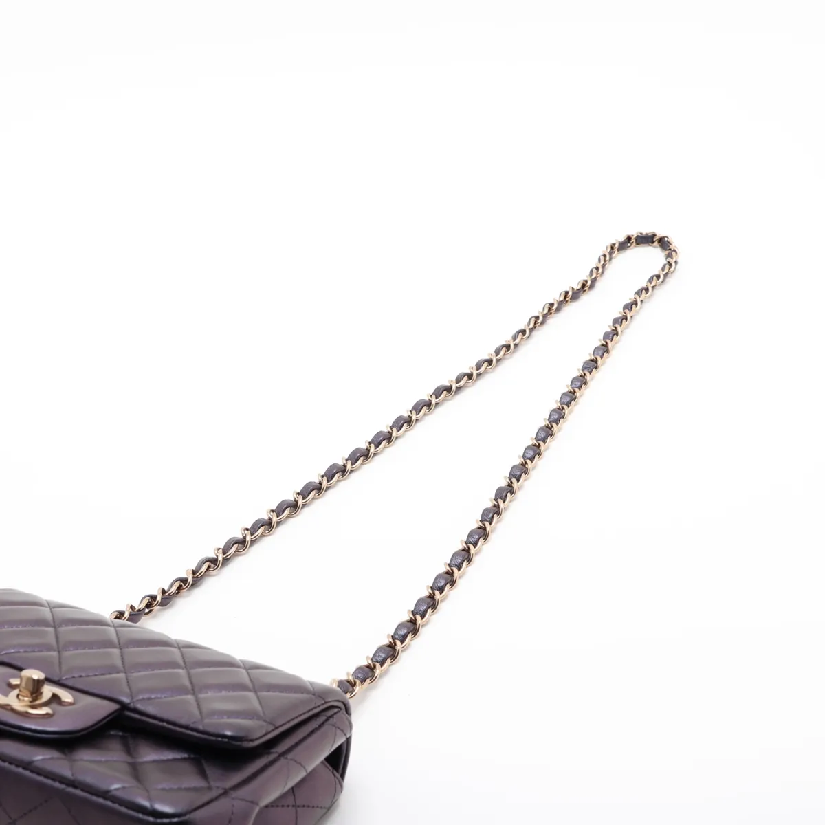 Mini Matelassé 17 Lambskin Single Flap Single Chain Bag, Purple, Gold Hardware, KN402422, Random Plate, A35200 — view 5