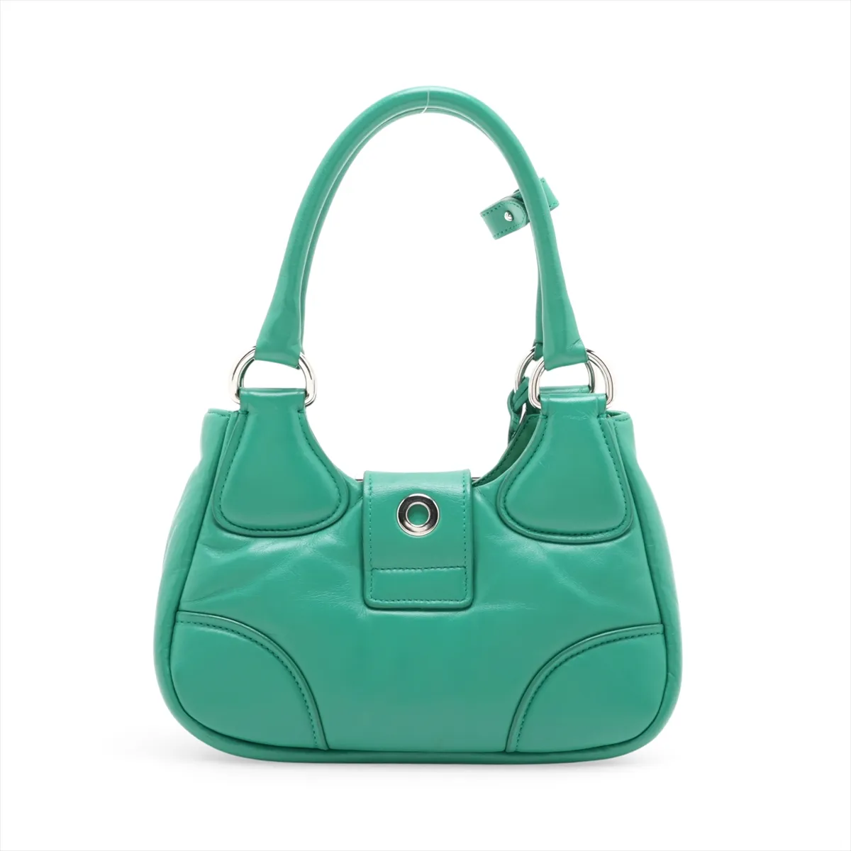 Leather 2-Way Handbag, Green — view 2