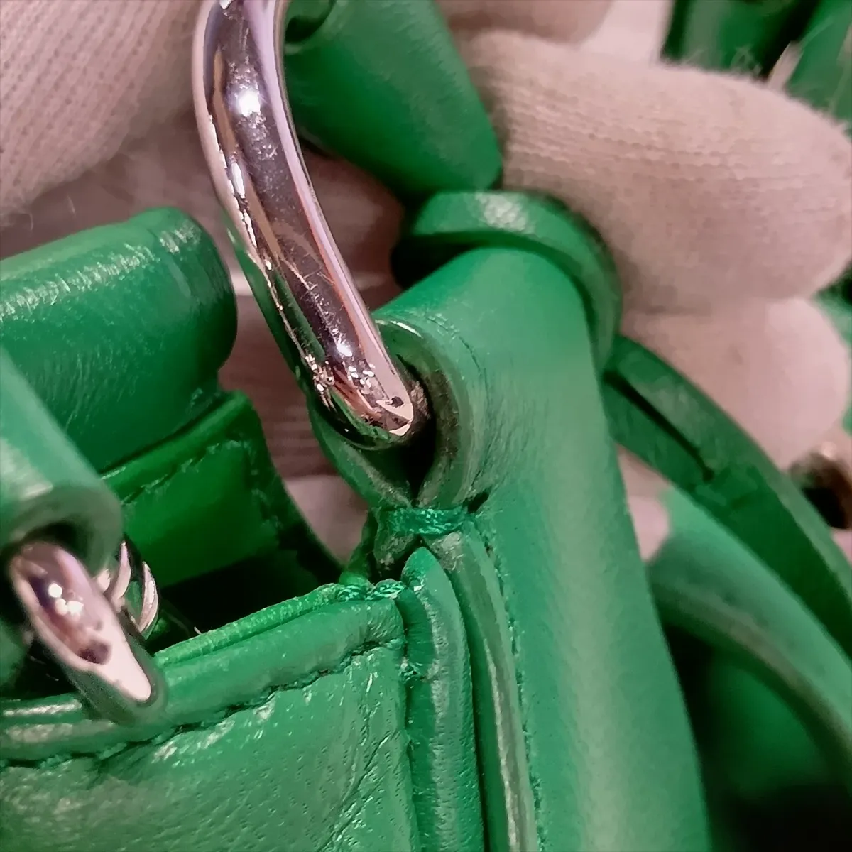 Leather 2-Way Handbag, Green — view 13
