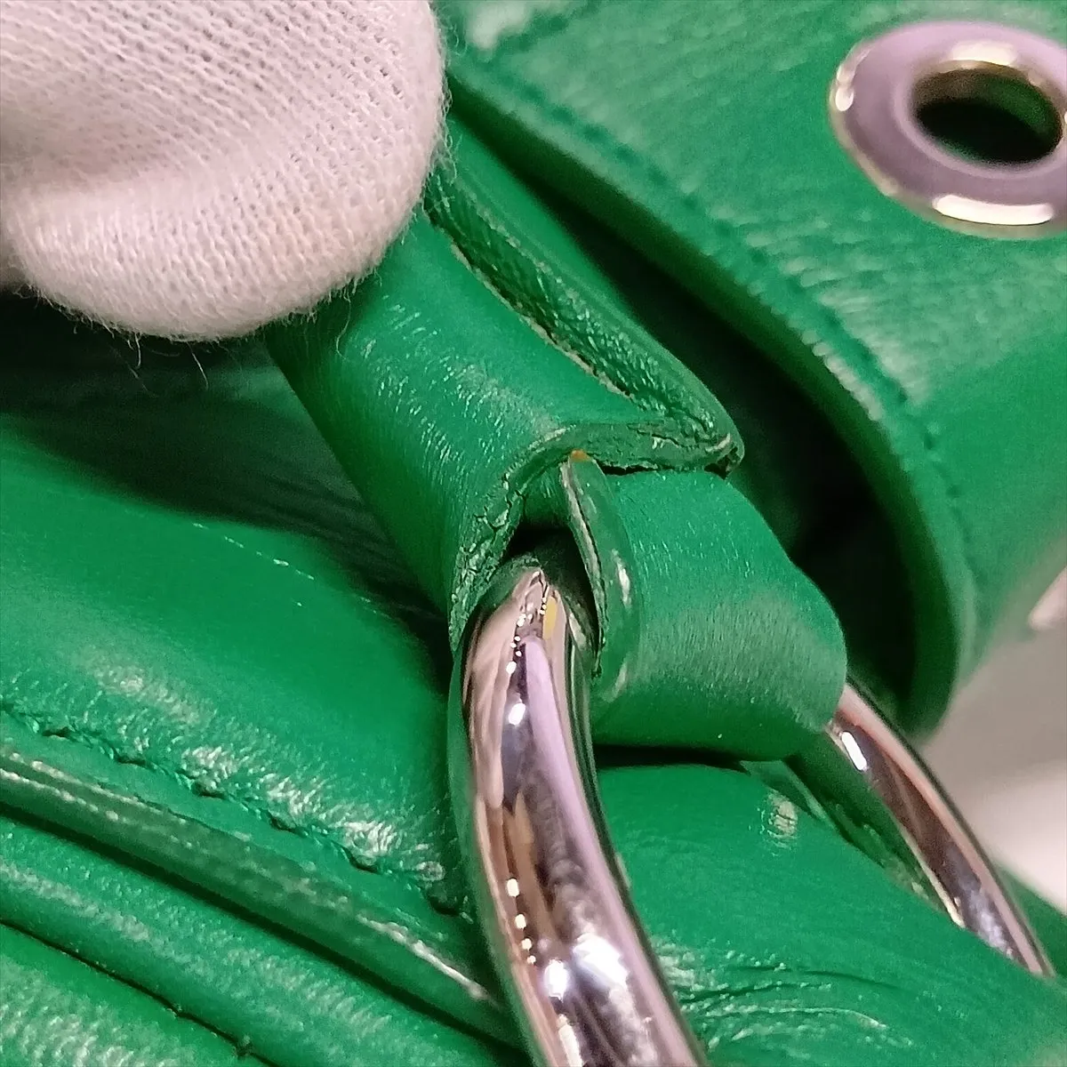 Leather 2-Way Handbag, Green — view 14