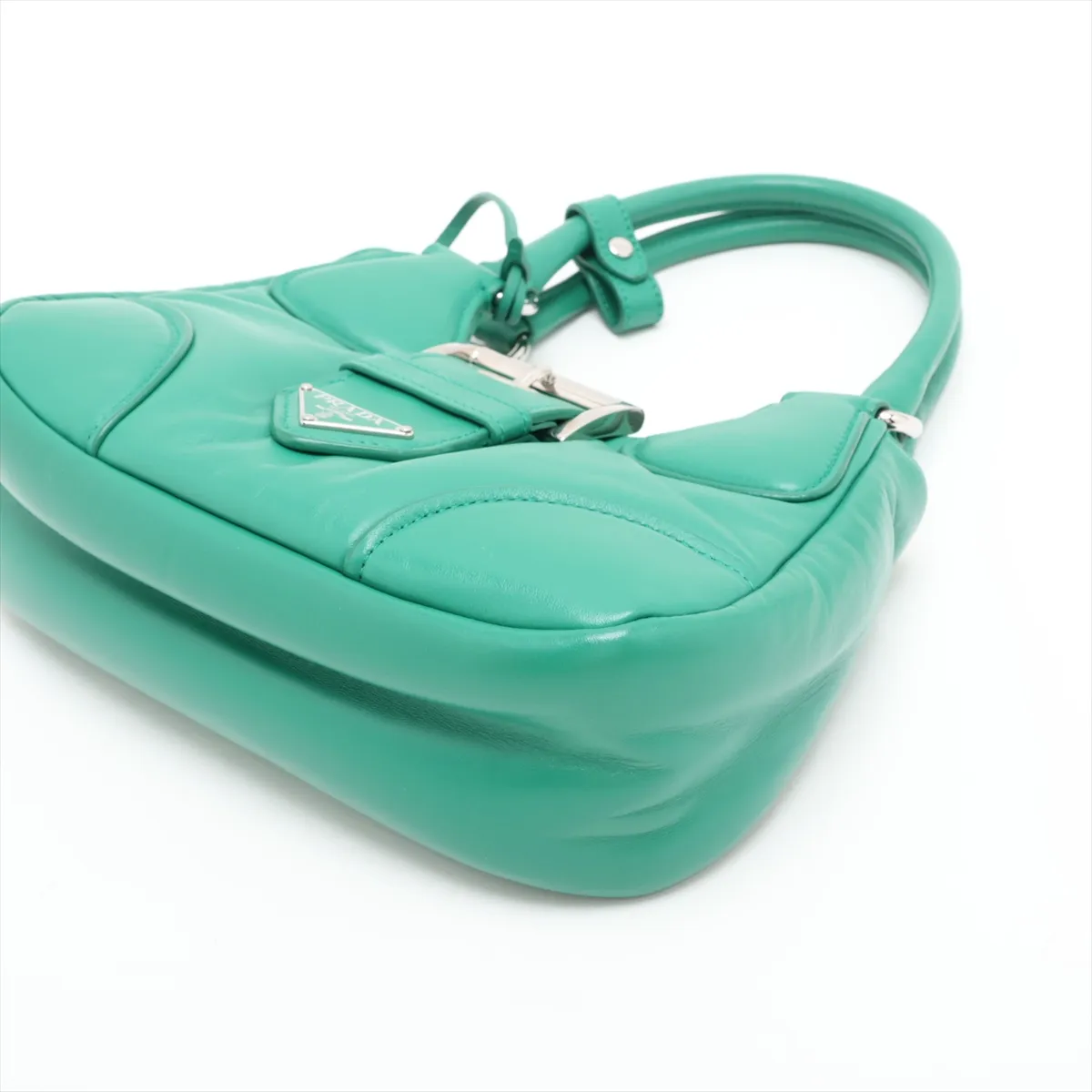 Leather 2-Way Handbag, Green — view 3