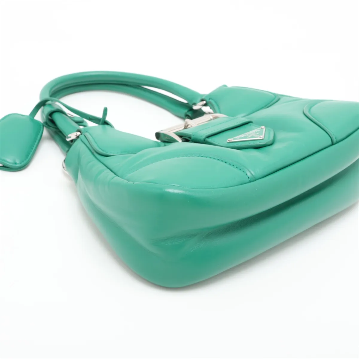 Leather 2-Way Handbag, Green — view 4