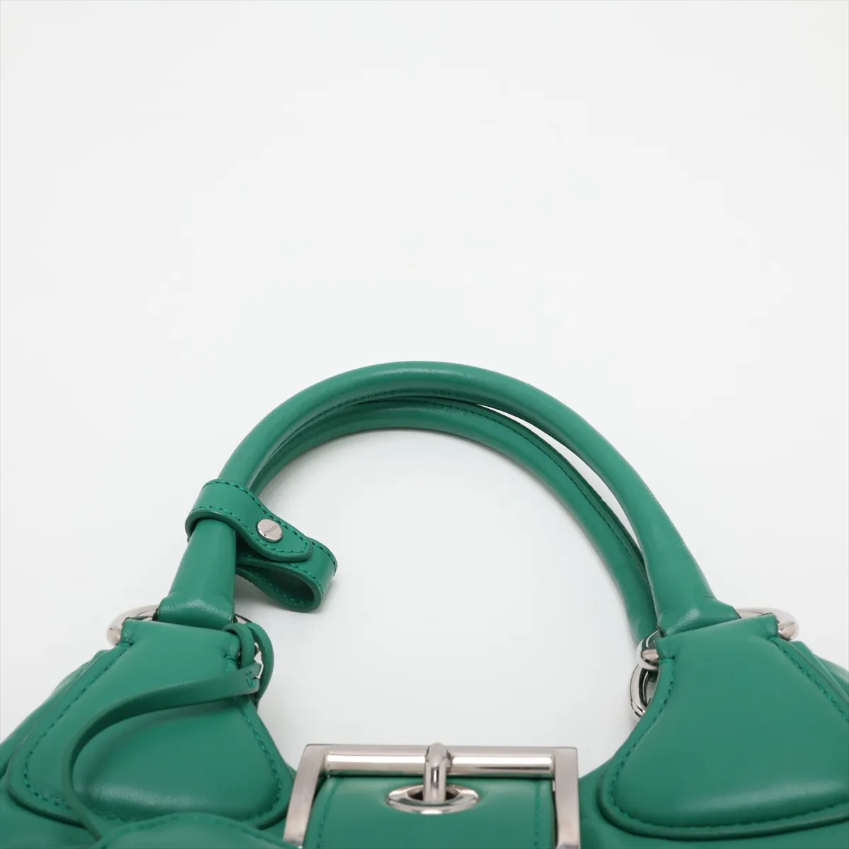 Leather 2-Way Handbag, Green — view 6