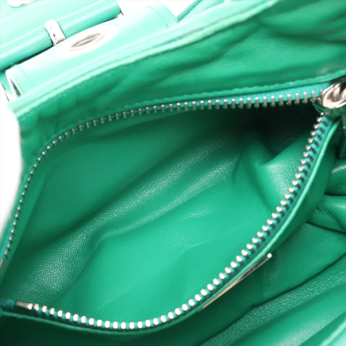 Leather 2-Way Handbag, Green — view 9