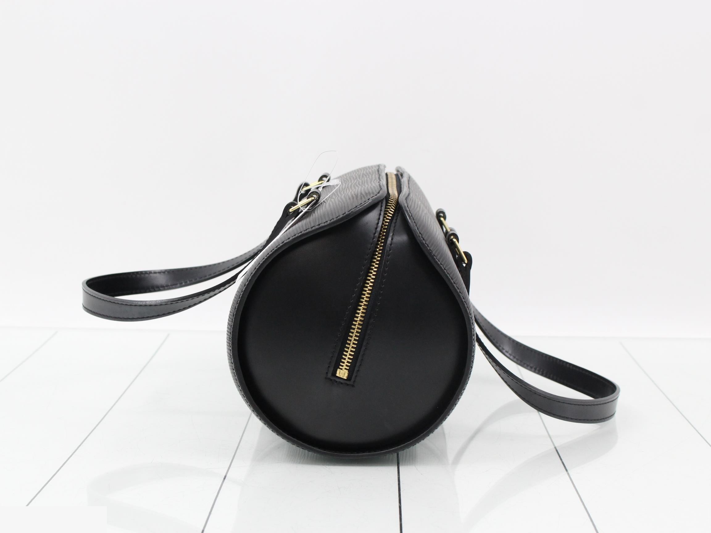 Epi Soufflot Noir Handbag Mini Boston Black LV — view 3