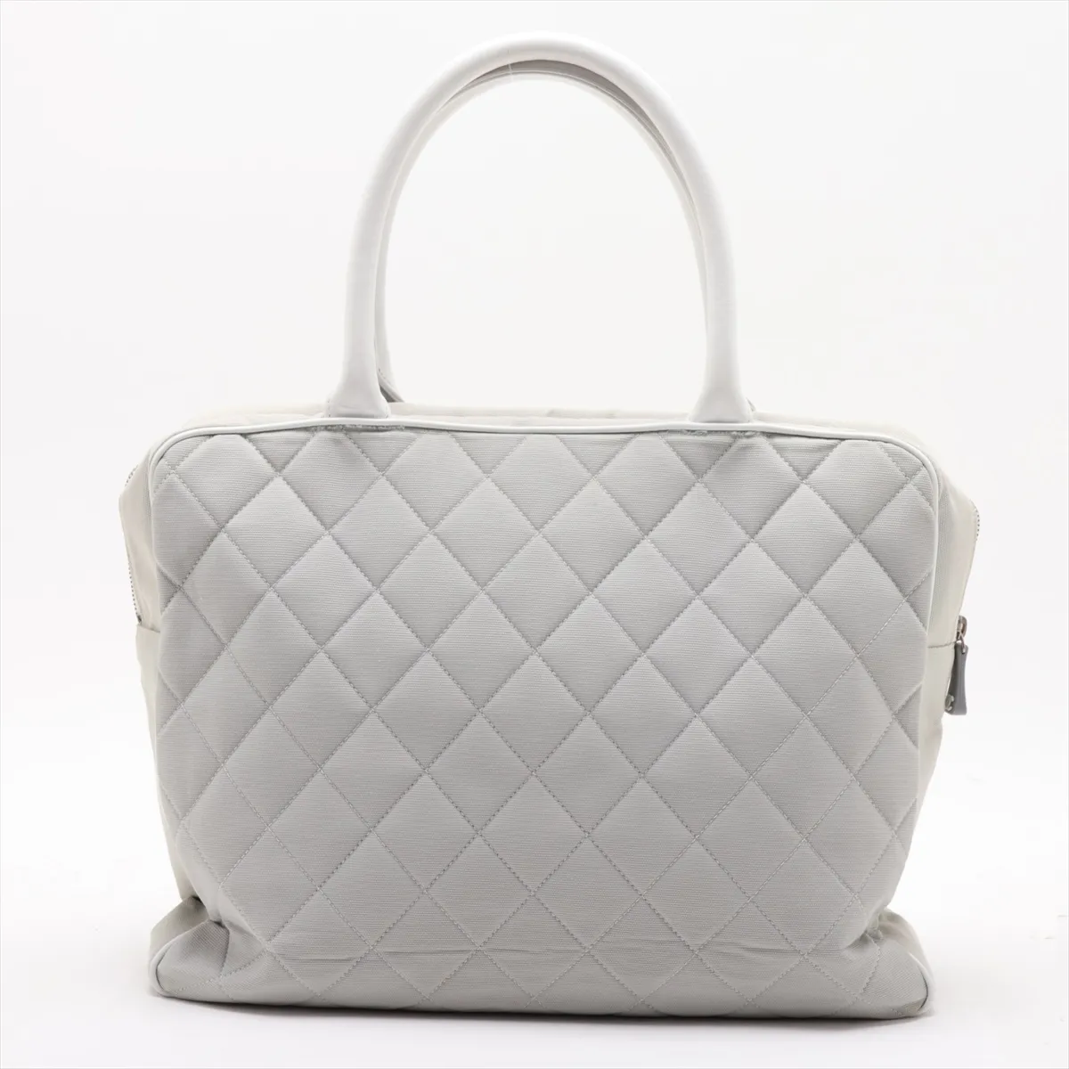 Sport Line Canvas x Leather Tote Bag, Gray x White, Silver Hardware, Item No. 6482782 (Serial Number 6) — view 2