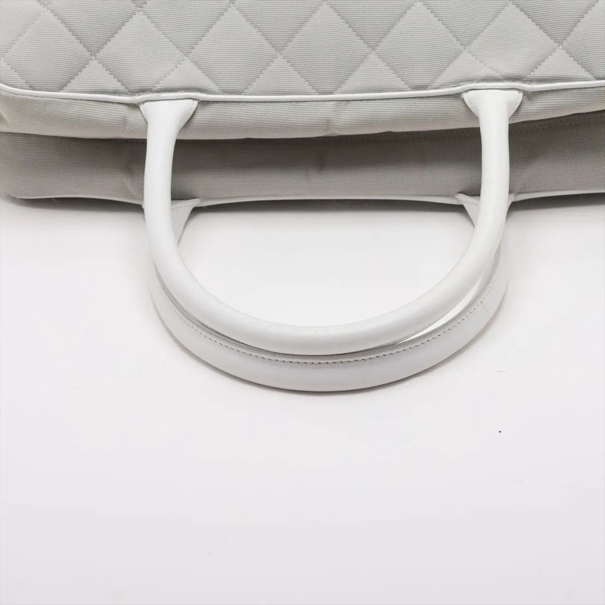Sport Line Canvas x Leather Tote Bag, Gray x White, Silver Hardware, Item No. 6482782 (Serial Number 6) — view 5