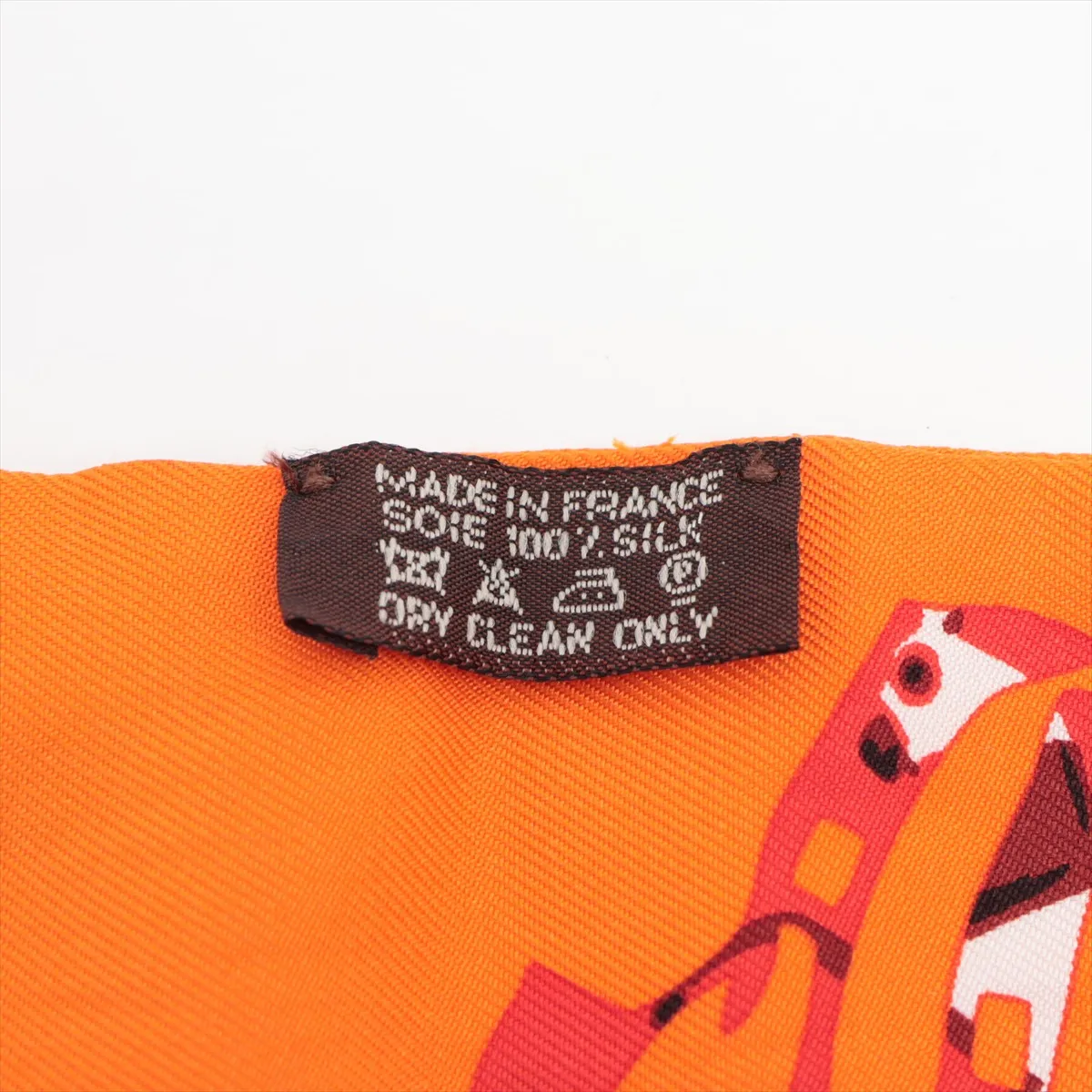 Twilly "TOUT EN CARRE" (Everything is in the Carre) Scarf, Silk, Orange, Shows signs of wear, — view 3