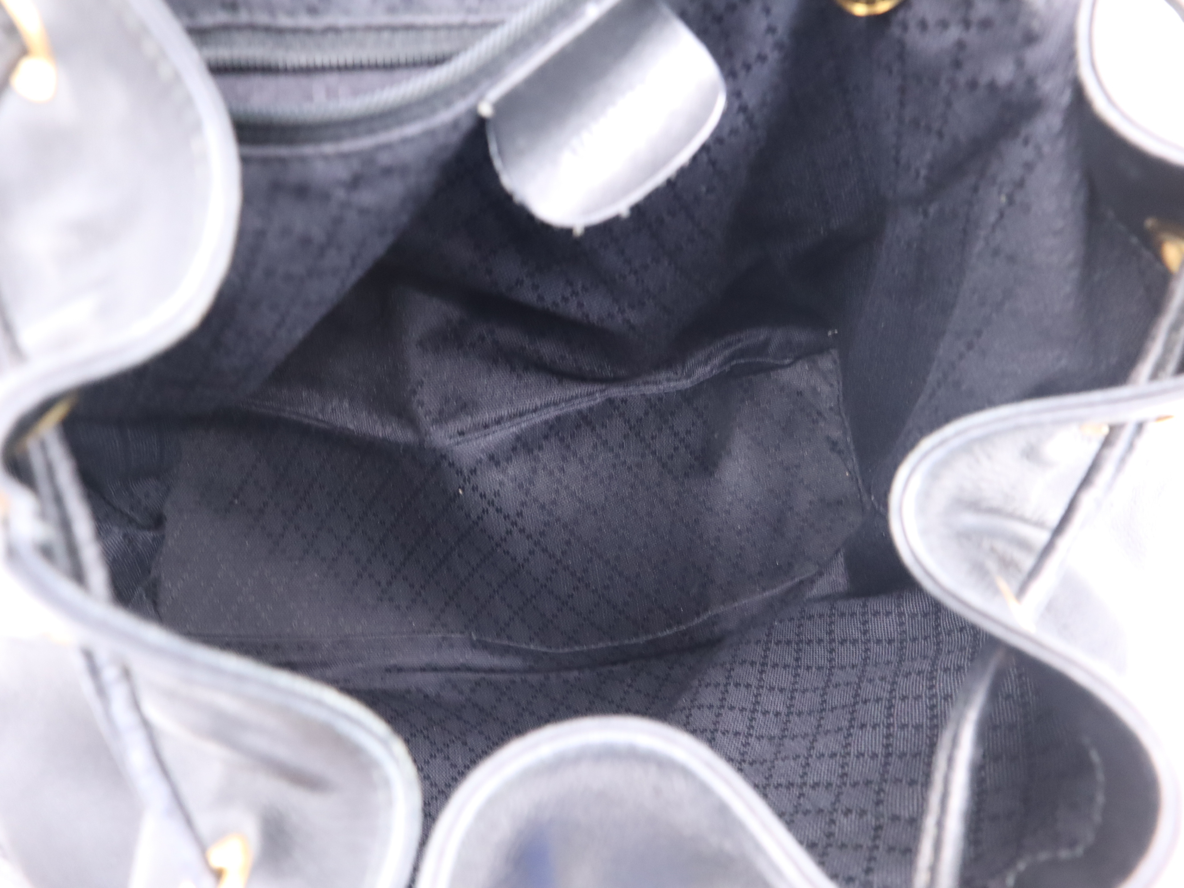 003-2058-0016 Leather Bamboo Backpack, Black with Gold Hardware — view 13