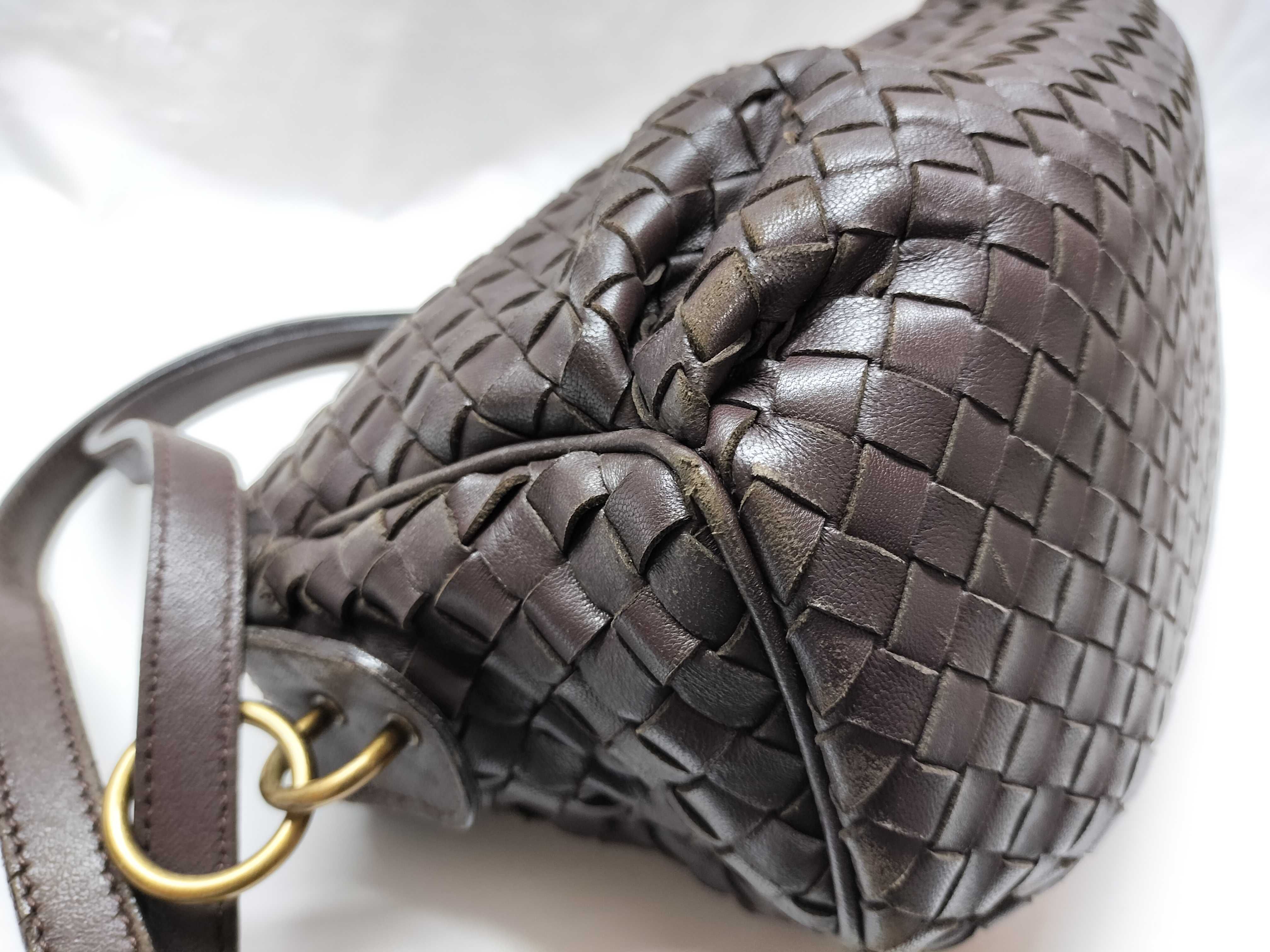 Intrecciato Leather Shoulder Bag, Brown — view 4