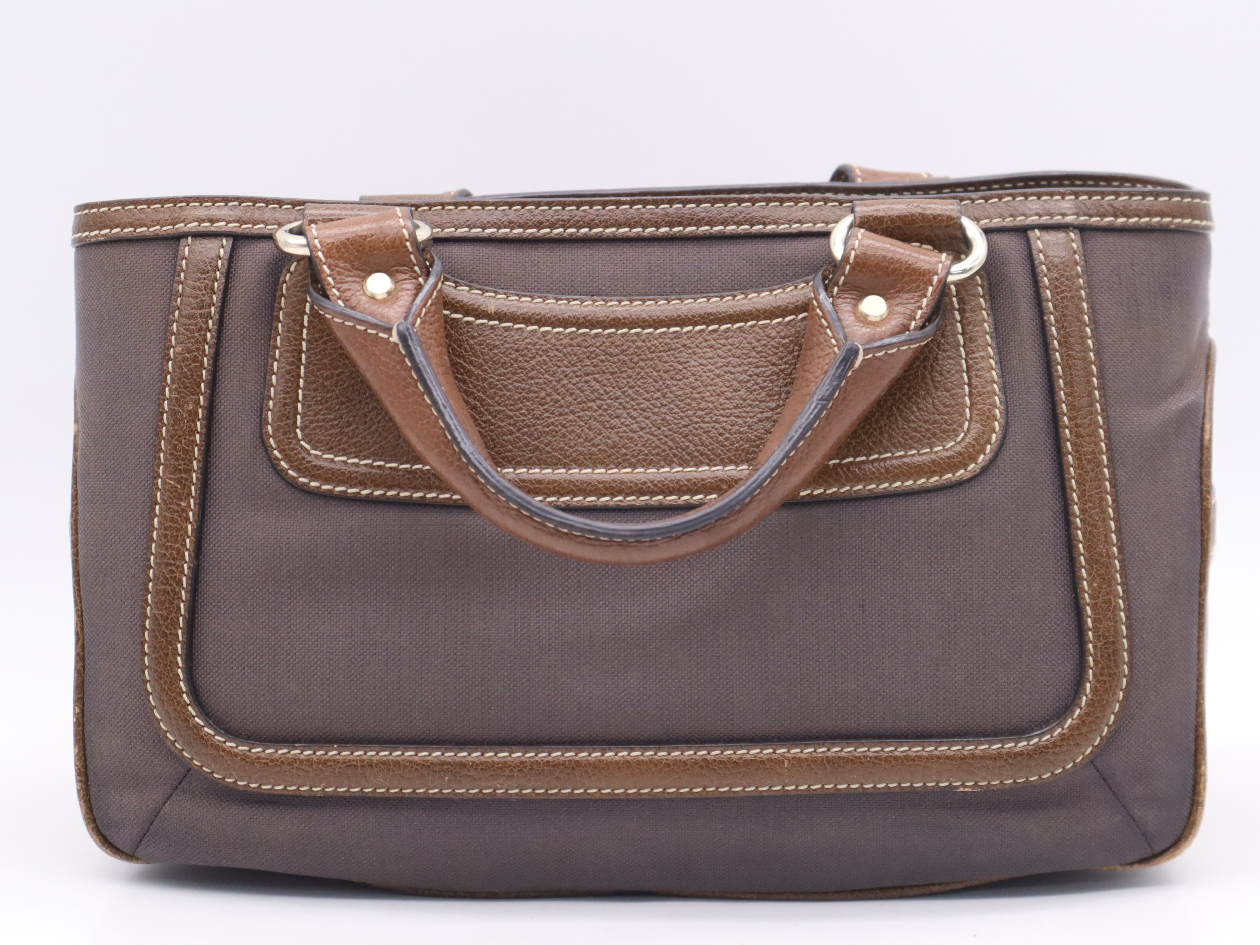 Canvas x Leather Boogie Bag Handbag Brown Gold Hardware Handbag — view 2