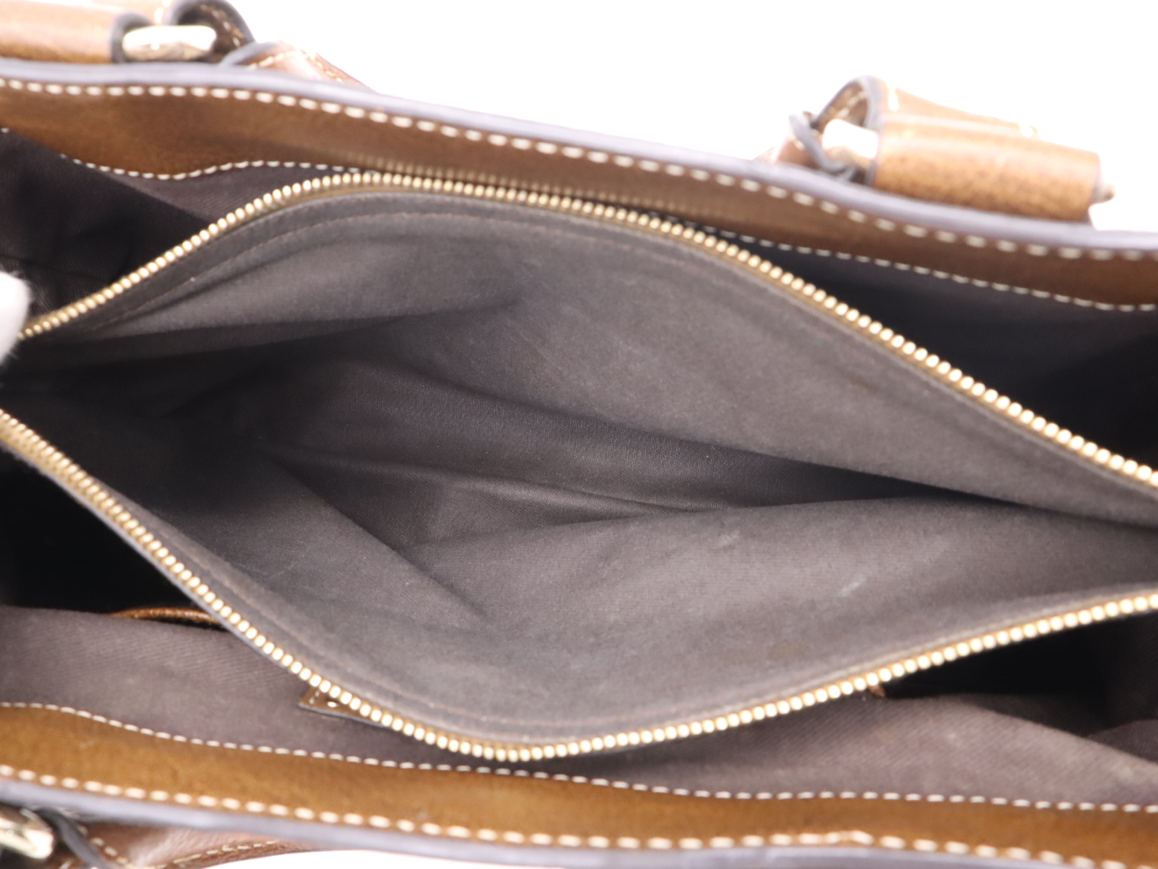 Canvas x Leather Boogie Bag Handbag Brown Gold Hardware Handbag — view 11