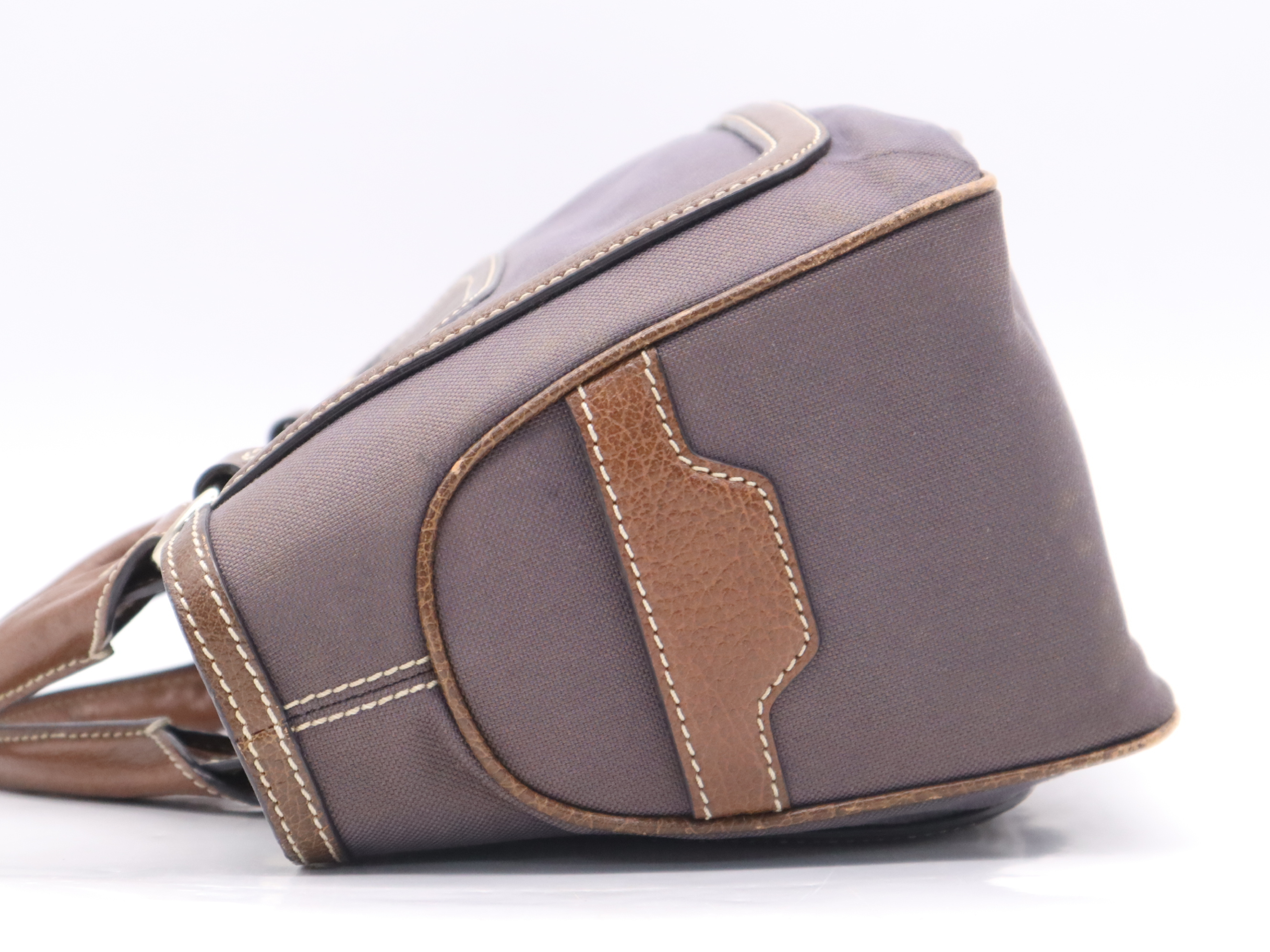 Canvas x Leather Boogie Bag Handbag Brown Gold Hardware Handbag — view 3