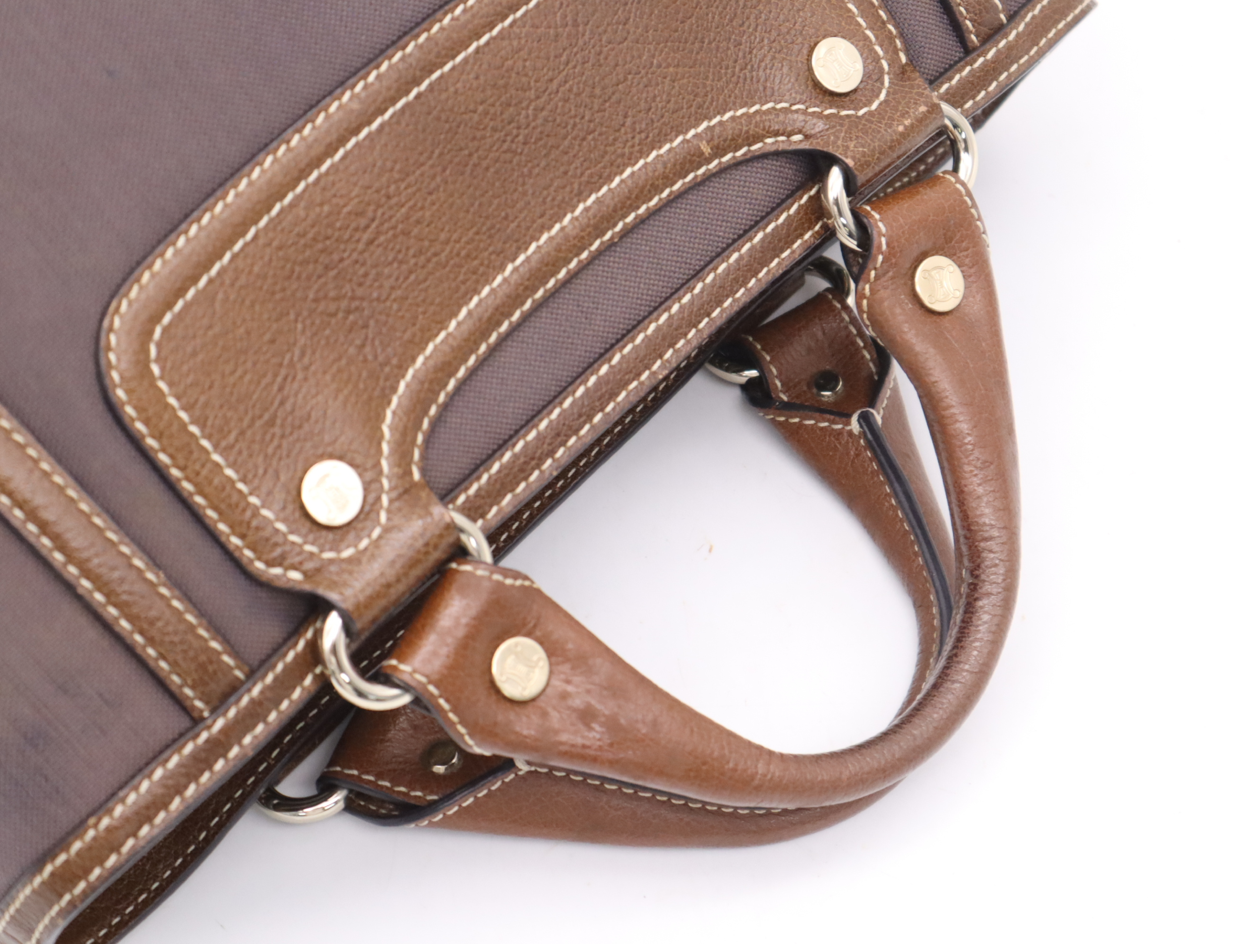 Canvas x Leather Boogie Bag Handbag Brown Gold Hardware Handbag — view 6