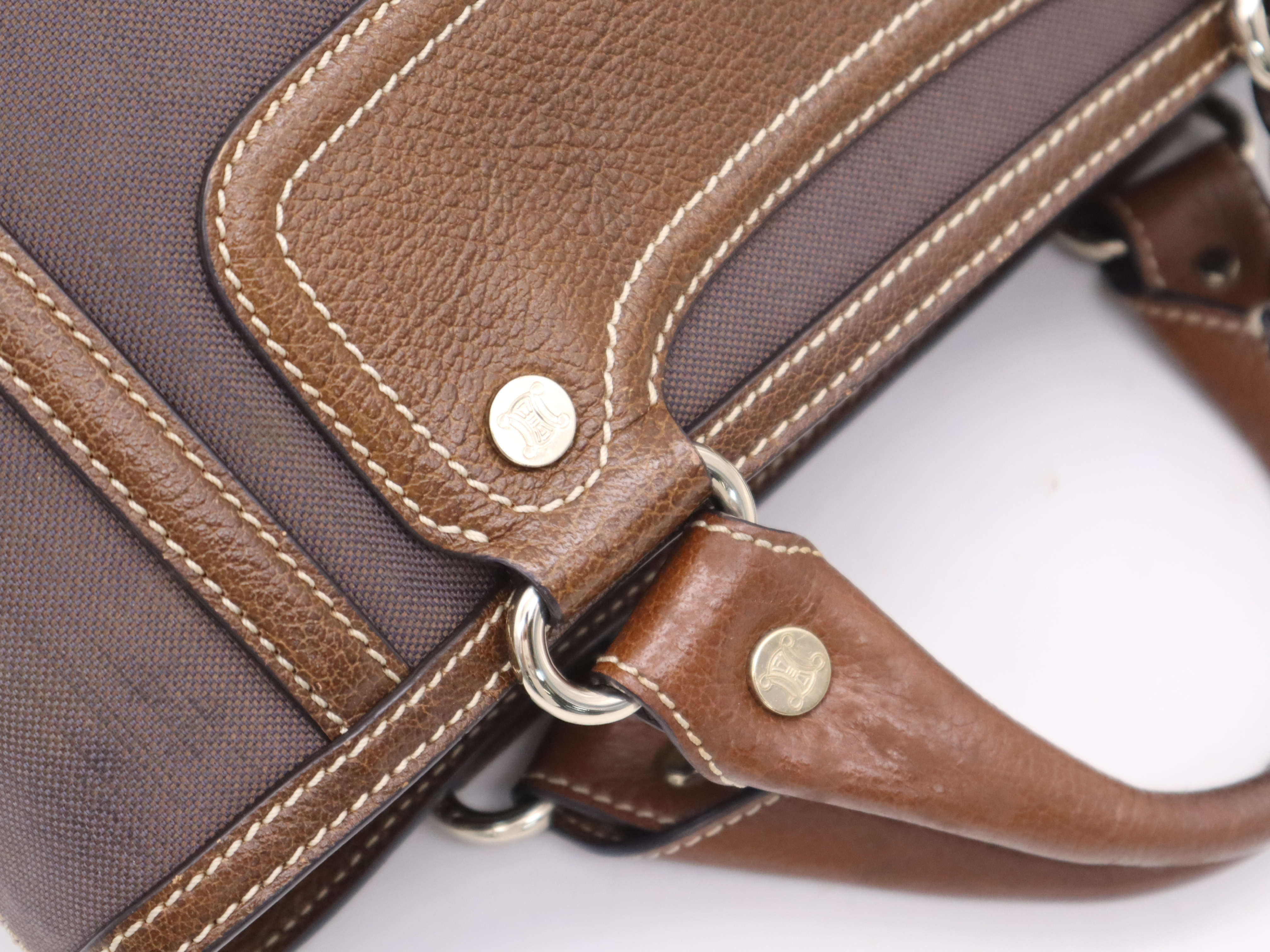 Canvas x Leather Boogie Bag Handbag Brown Gold Hardware Handbag — view 7