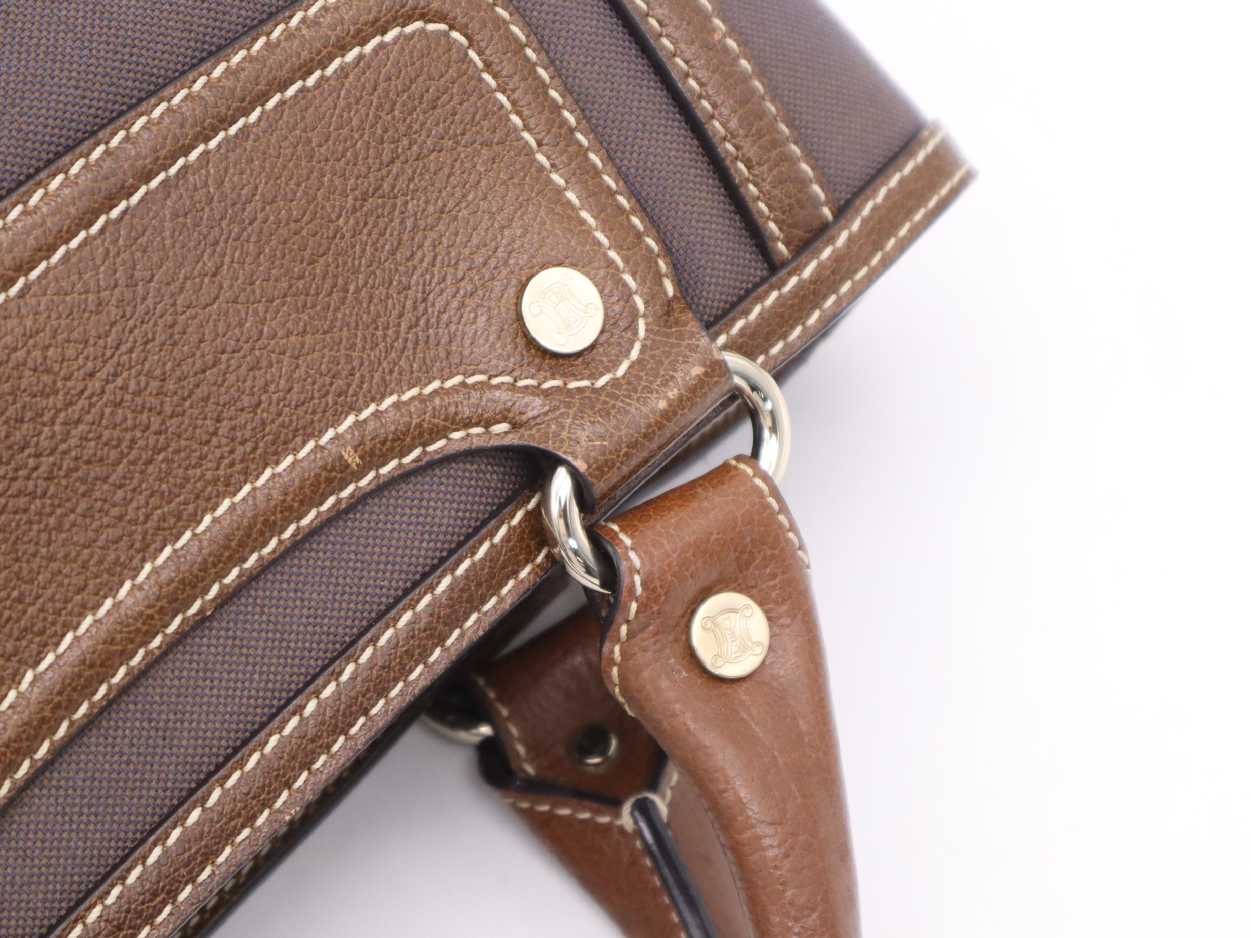 Canvas x Leather Boogie Bag Handbag Brown Gold Hardware Handbag — view 8
