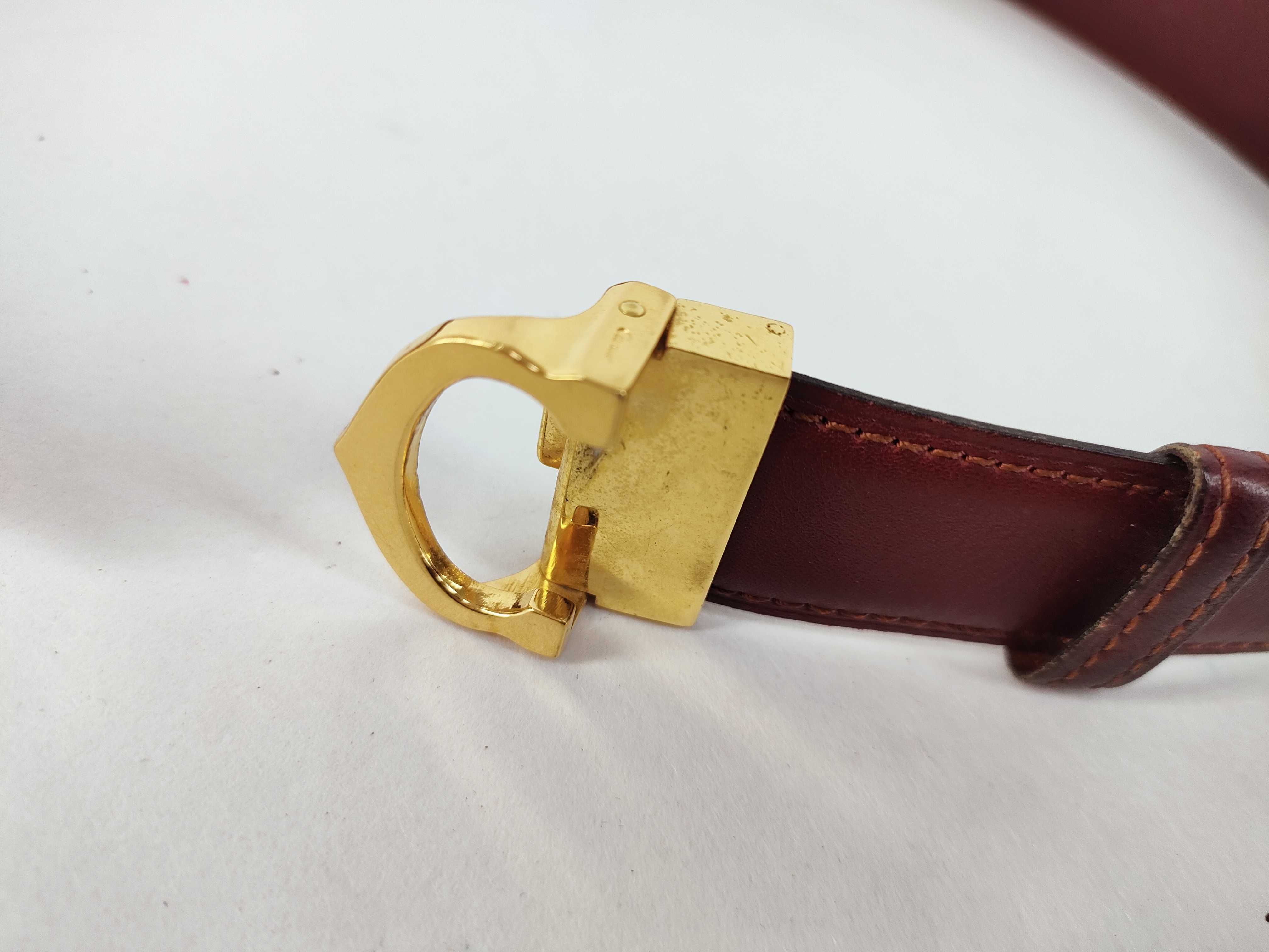 belt, calfskin, burgundy, gold hardware. — view 6