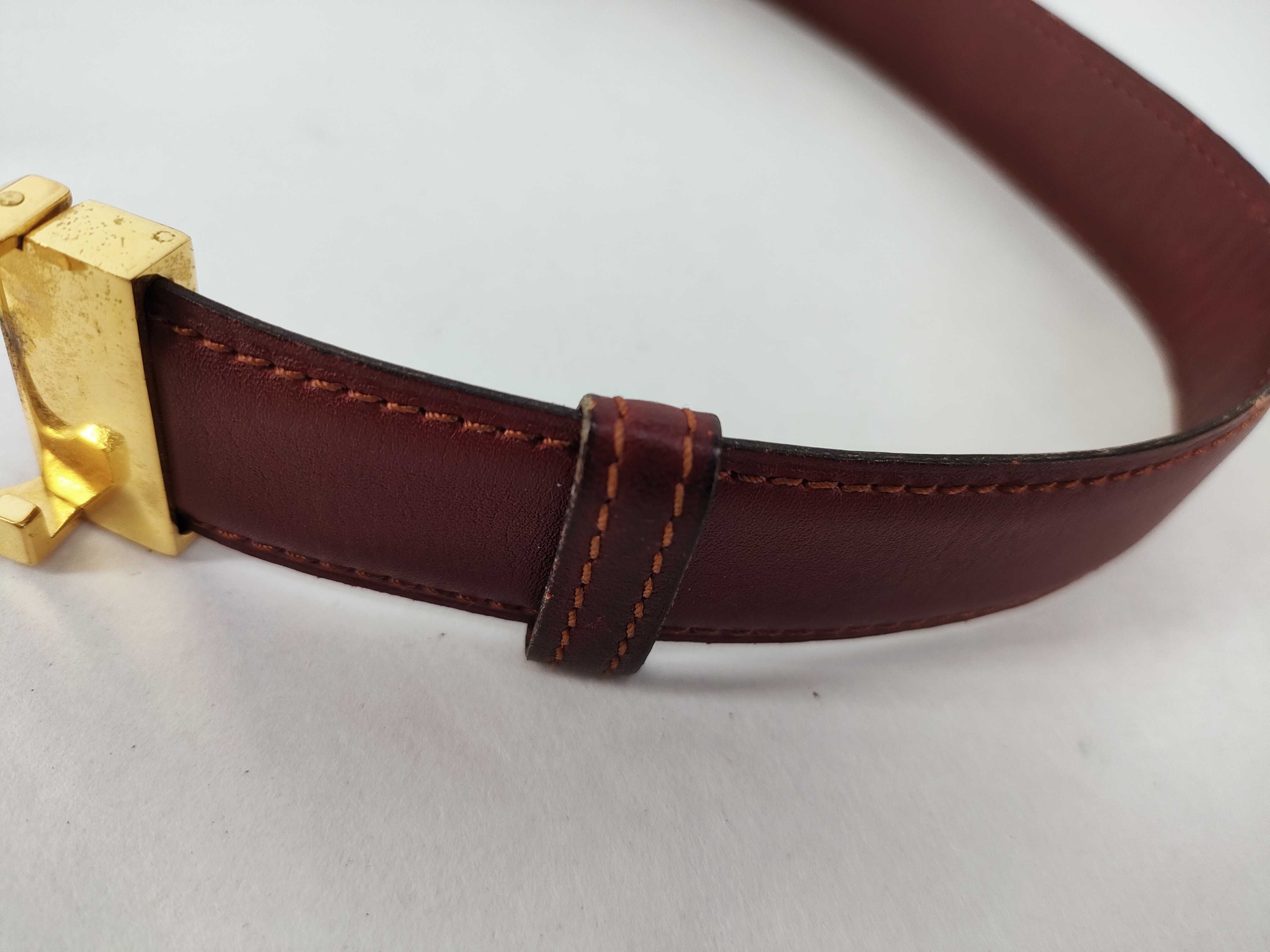 belt, calfskin, burgundy, gold hardware. — view 10