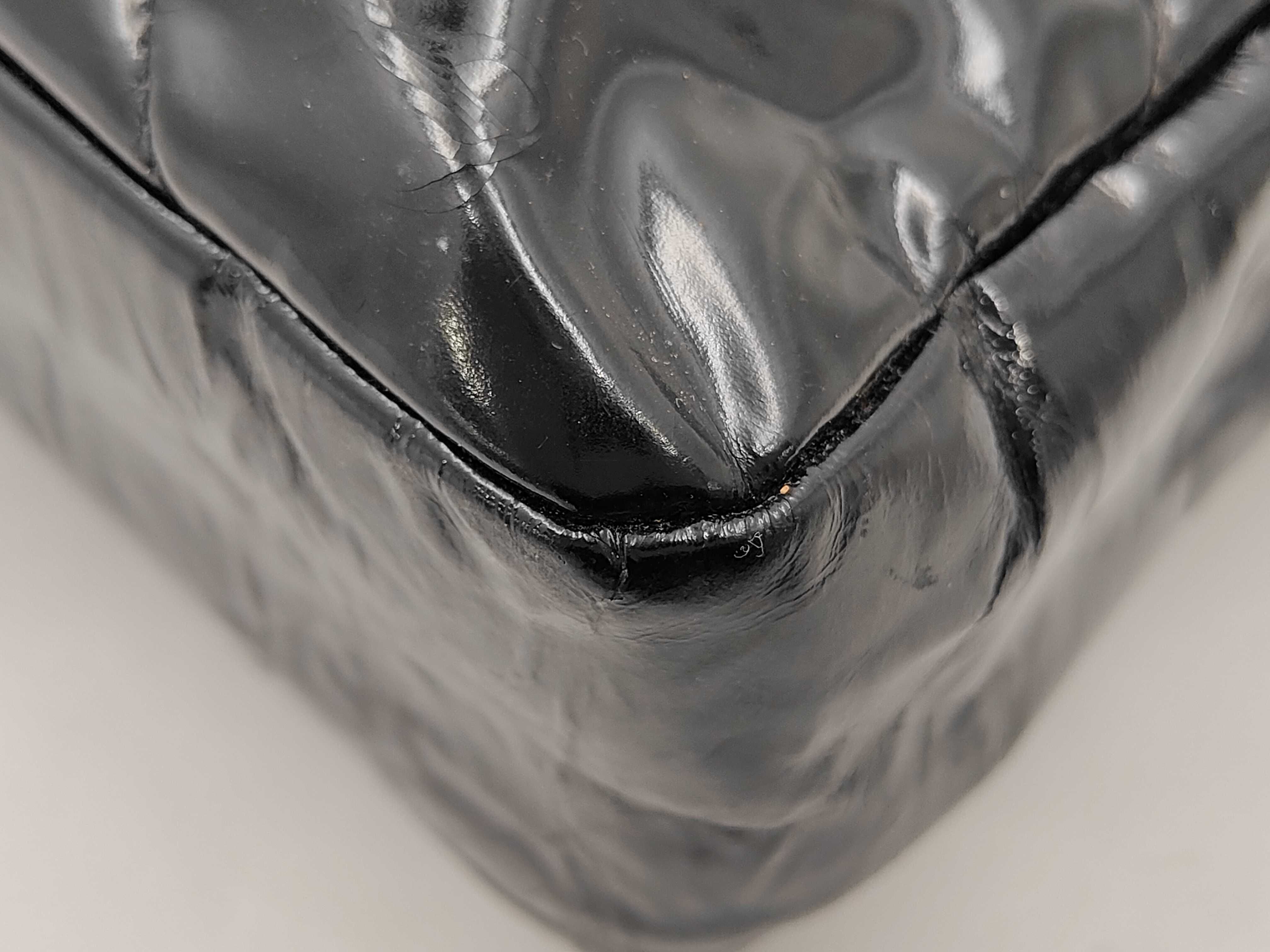 PH - Black Patent Leather Quilted Crossbody Bag (Shoulder Bag) — view 5