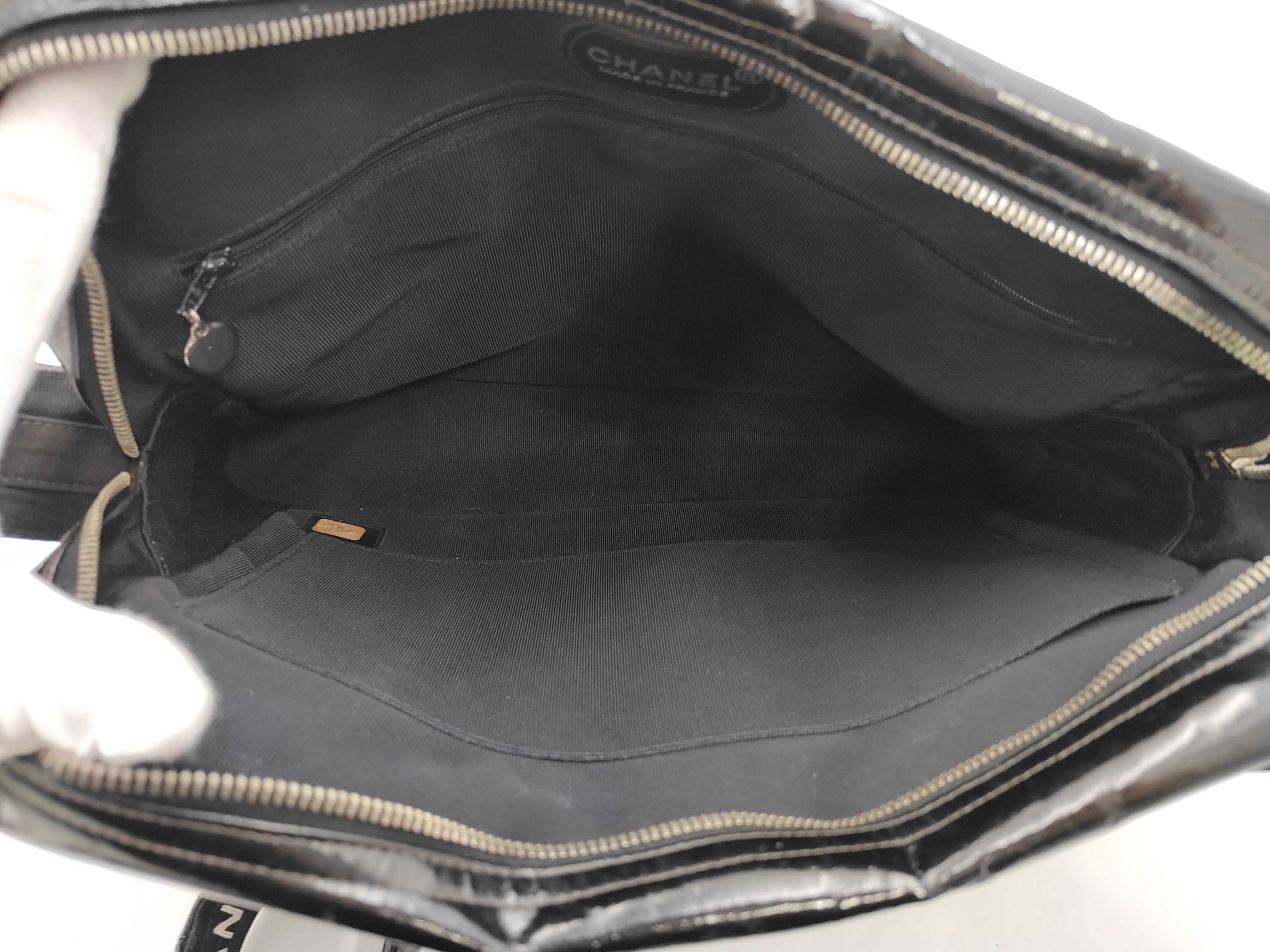 PH - Black Patent Leather Quilted Crossbody Bag (Shoulder Bag) — view 9