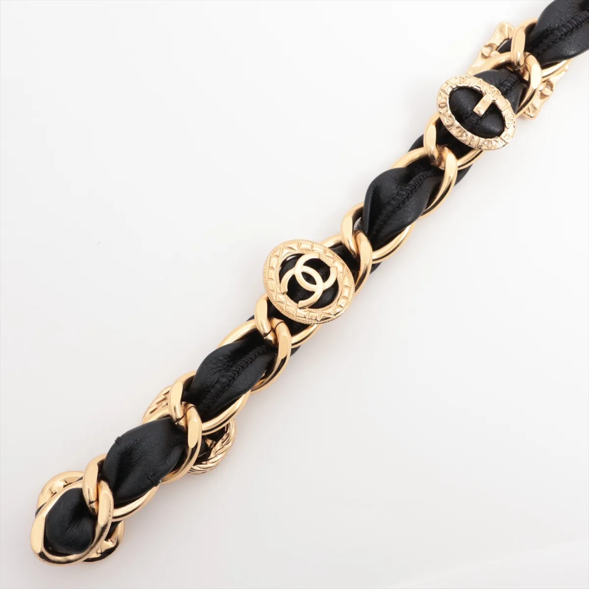 Coco Mark Chain Belt GP x Leather Black x Gold — view 2