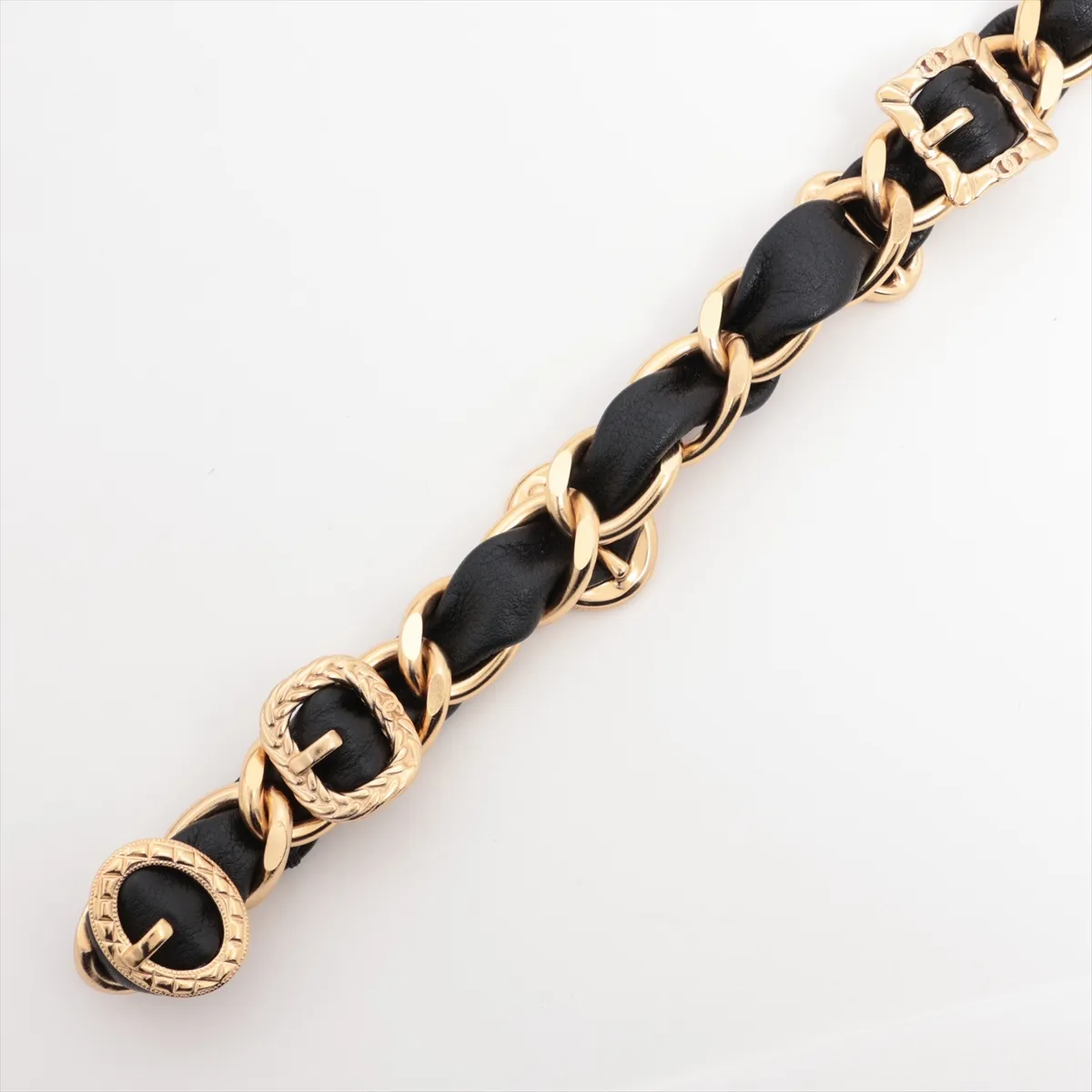 Coco Mark Chain Belt GP x Leather Black x Gold — view 3