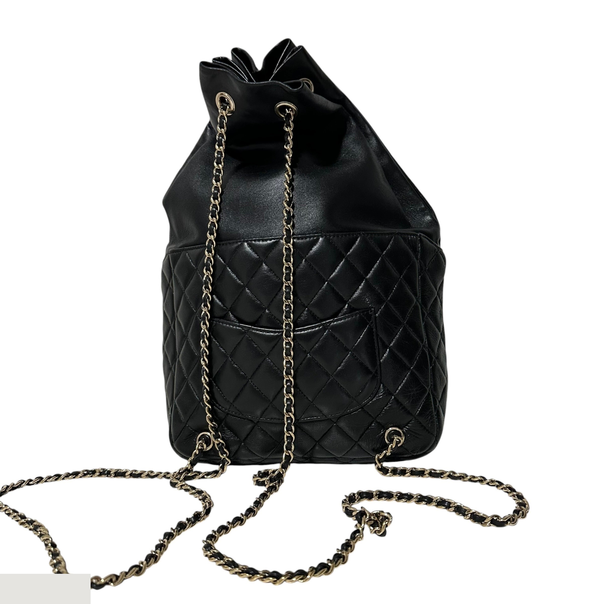 Matelassé Backpack, Drawstring Chain Backpack, Turnlock — view 4