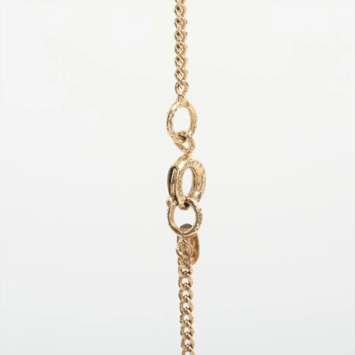 02P Necklace, GP x Rhinestone, Gold x Pink. Shows signs of wear including — view 3