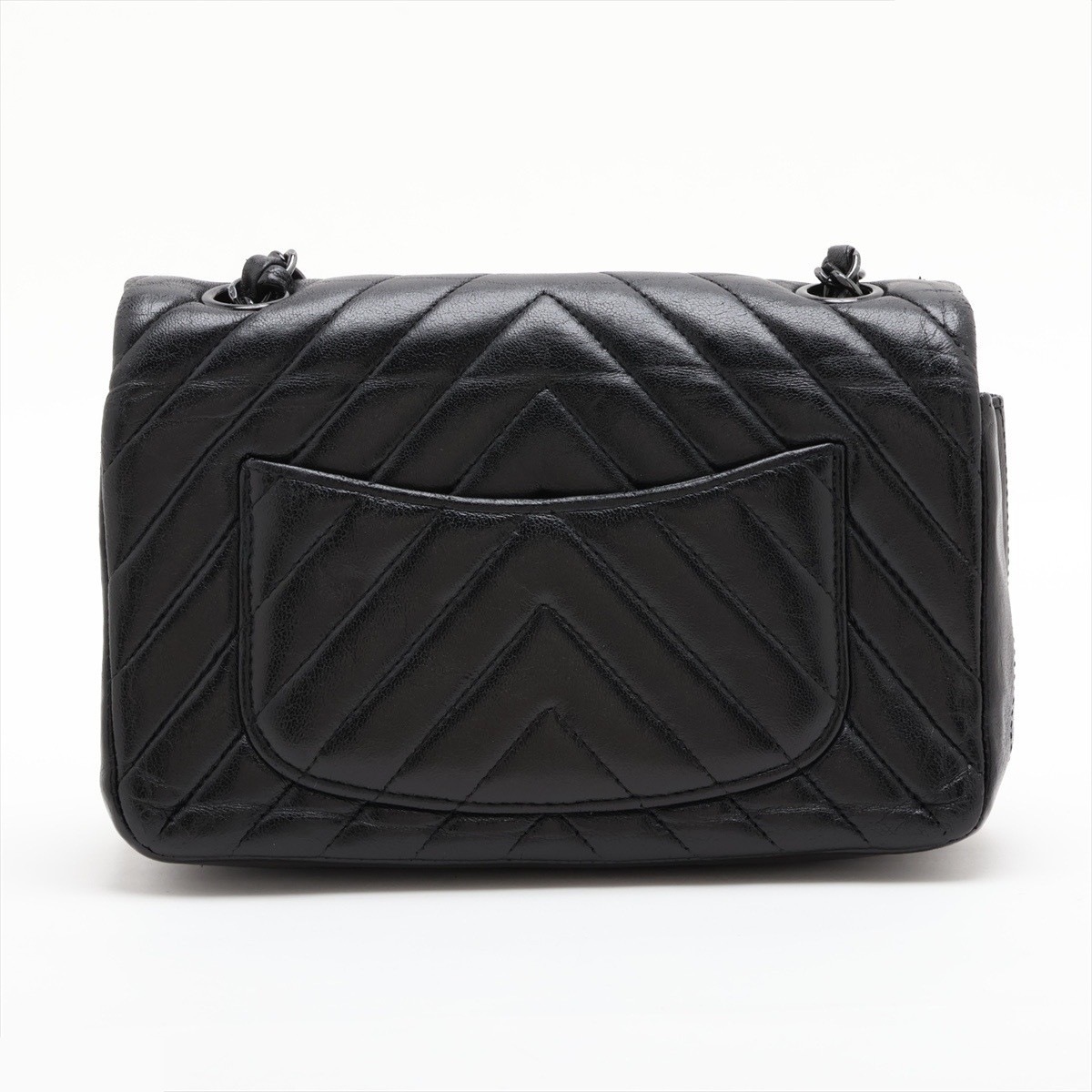 Chevron Lambskin Single Flap Single Chain Bag with V-Stitch — view 2