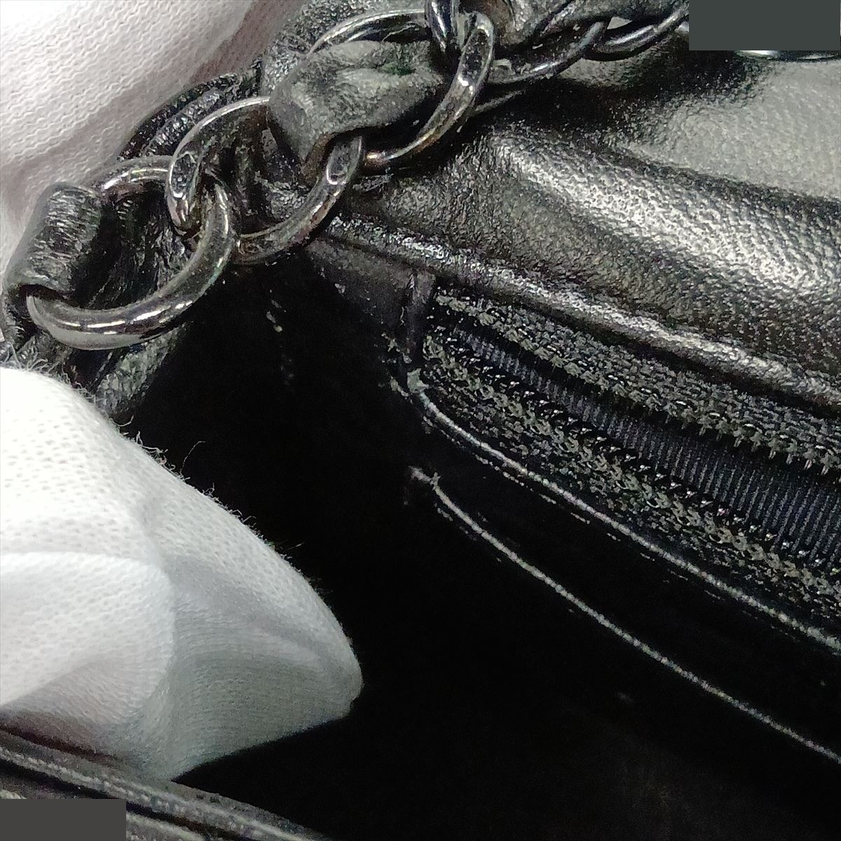 Chevron Lambskin Single Flap Single Chain Bag with V-Stitch — view 12