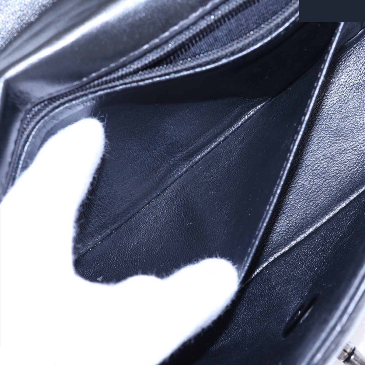 Chevron Lambskin Single Flap Single Chain Bag with V-Stitch — view 7