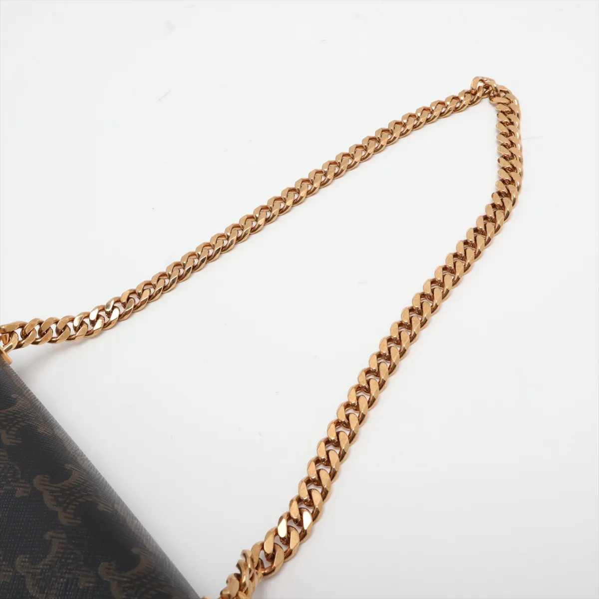 Triomphe Claude PVC Chain Shoulder Bag, Brown — view 5