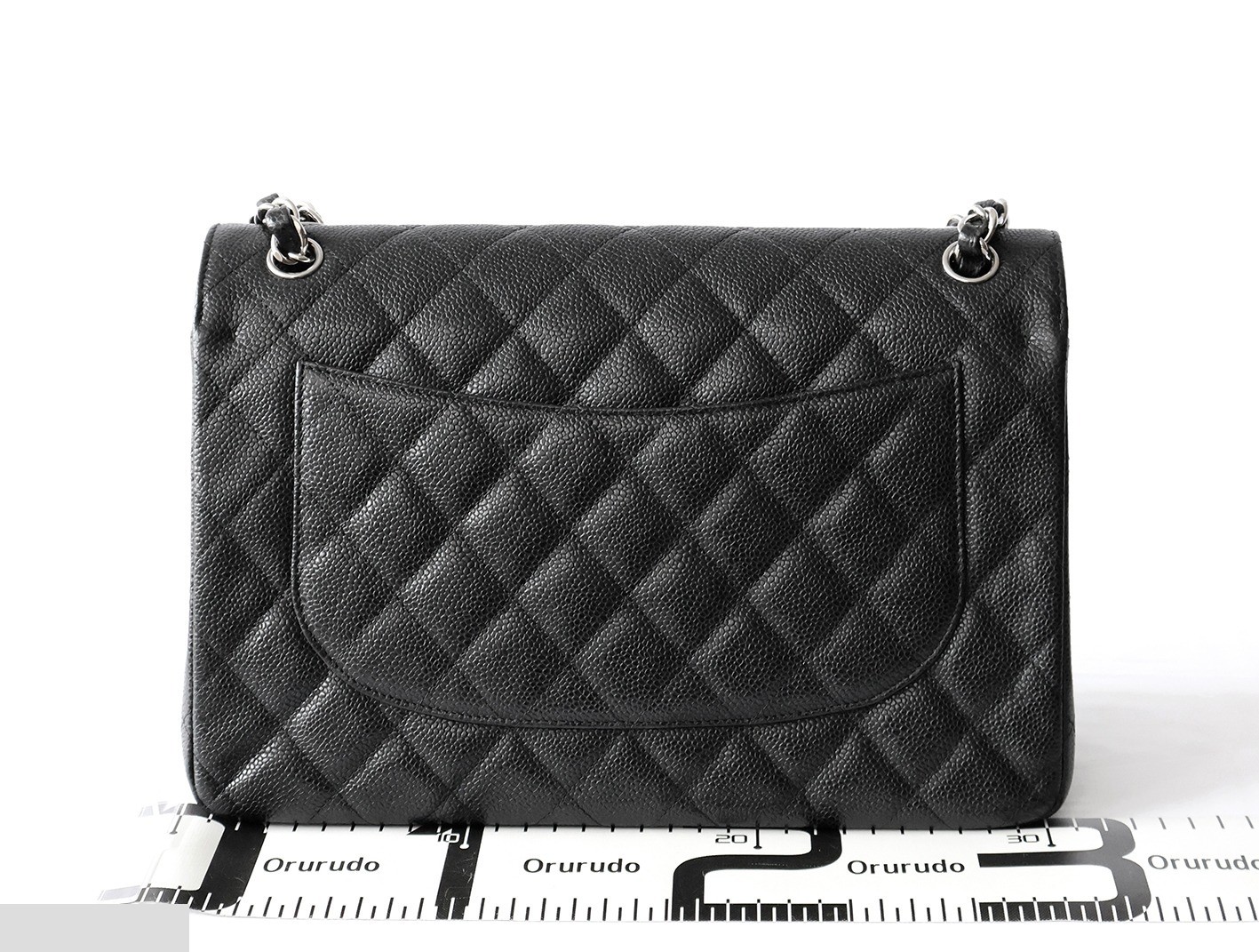 Caviar Skin Large Matelassé 30 Double Flap Double Chain Shoulder Bag, Black — view 2