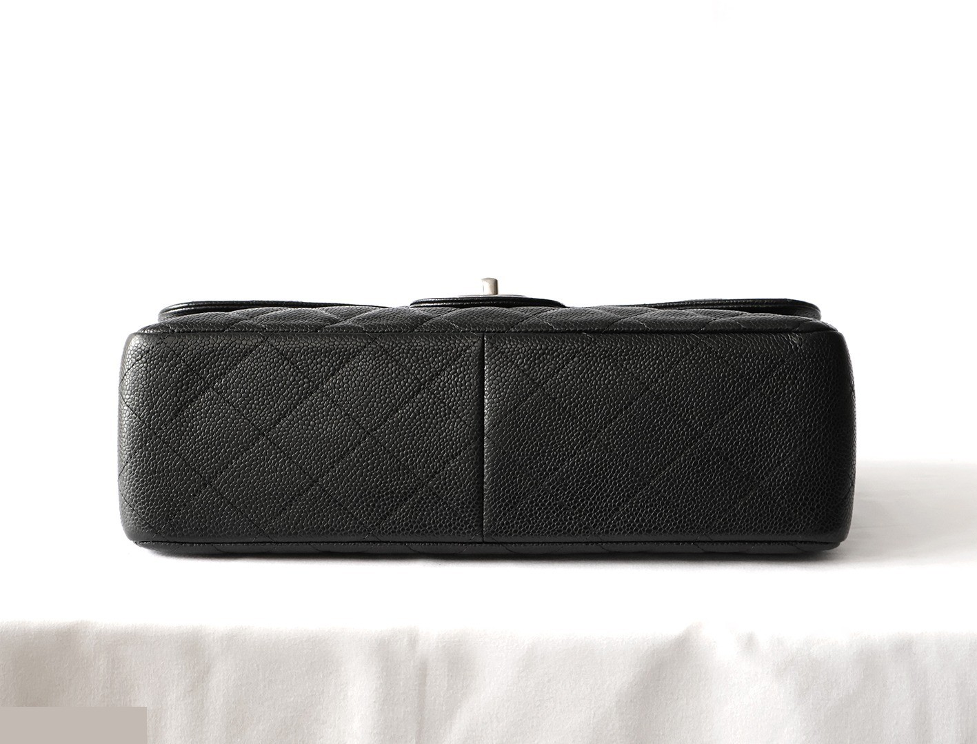 Caviar Skin Large Matelassé 30 Double Flap Double Chain Shoulder Bag, Black — view 5