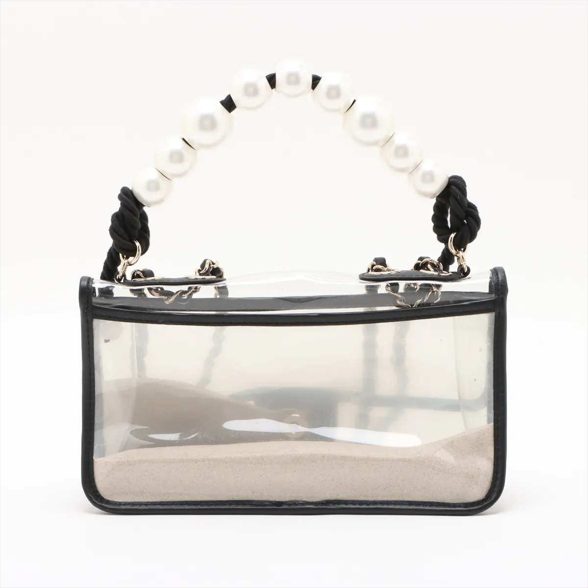 Cocomark Vinyl x Leather Single Flap Double Chain Bag Pearl Clear Gold Hardware 27149646 27th Series — view 2