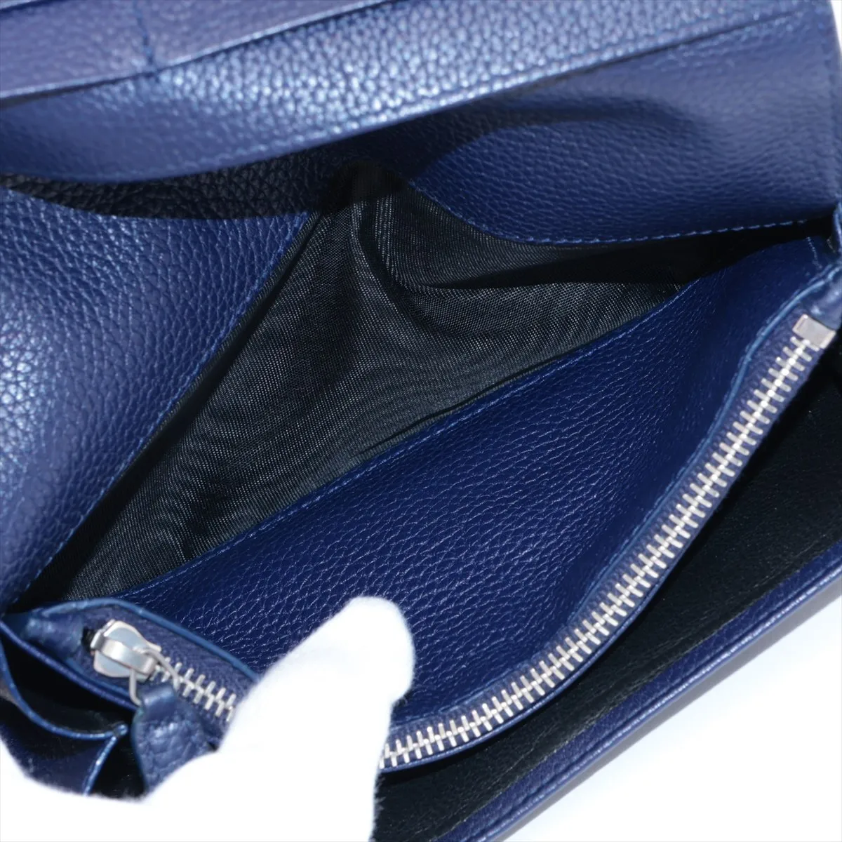 Leather Long Wallet, Blue, MRT535932 — view 6