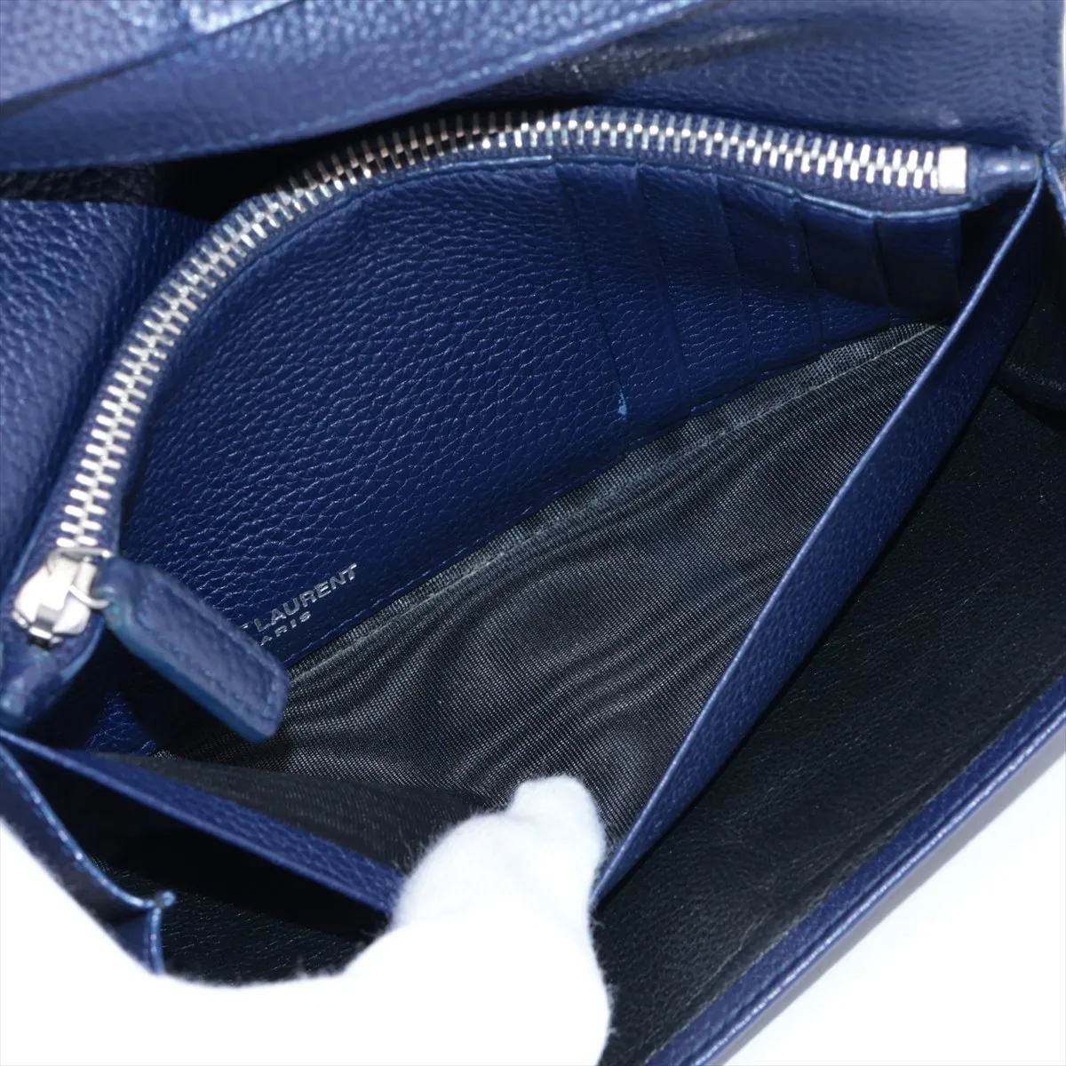 Leather Long Wallet, Blue, MRT535932 — view 7