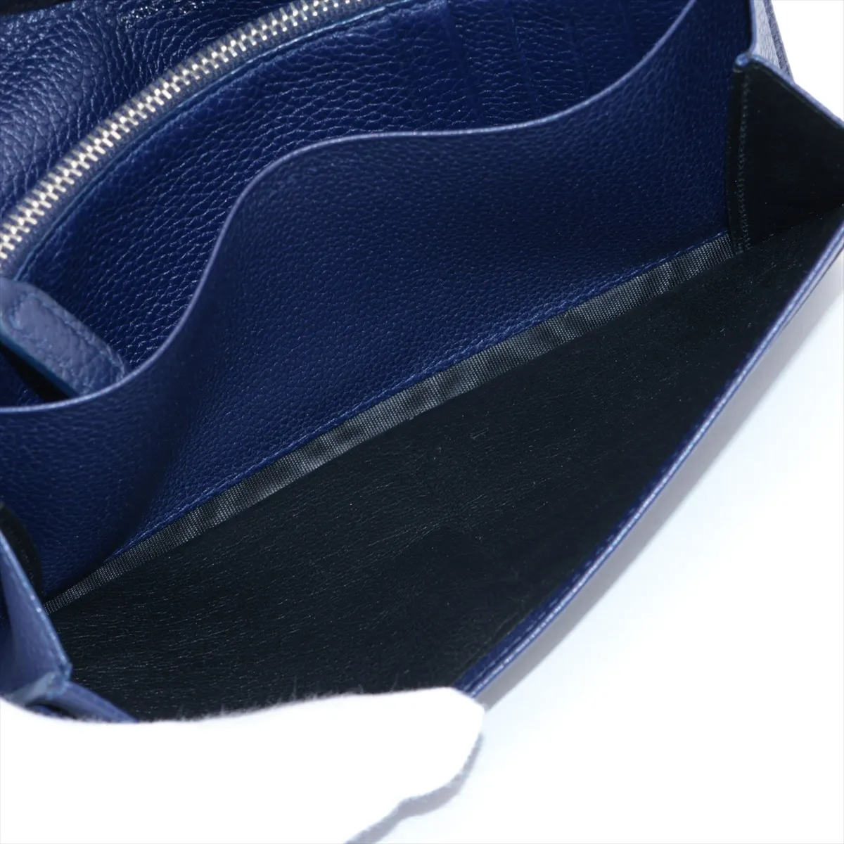 Leather Long Wallet, Blue, MRT535932 — view 8