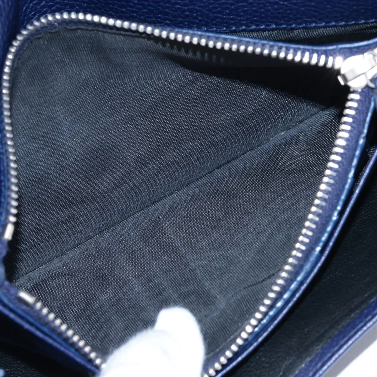 Leather Long Wallet, Blue, MRT535932 — view 9
