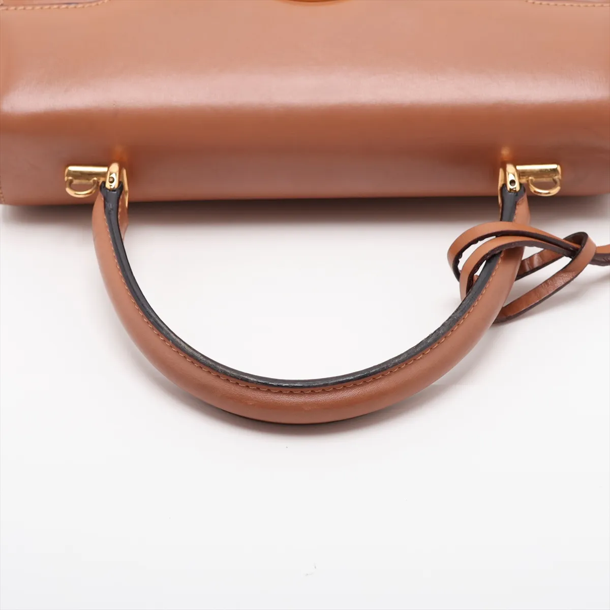 Old Gucci Lady Lock Leather 2-Way Handbag, Brown, with Mirror — view 5